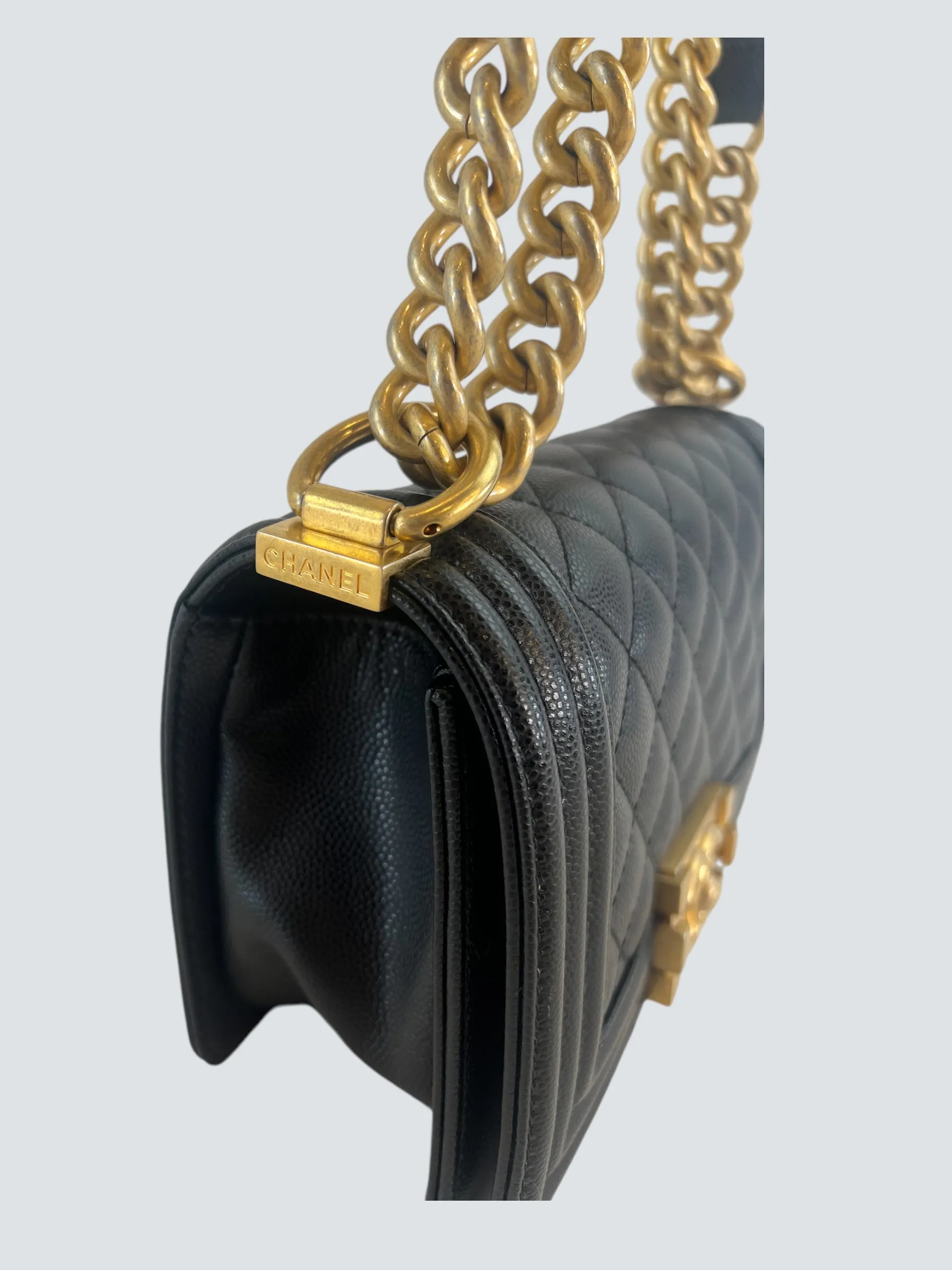 Chanel Black Caviar Leather Mini Boy Crossbody