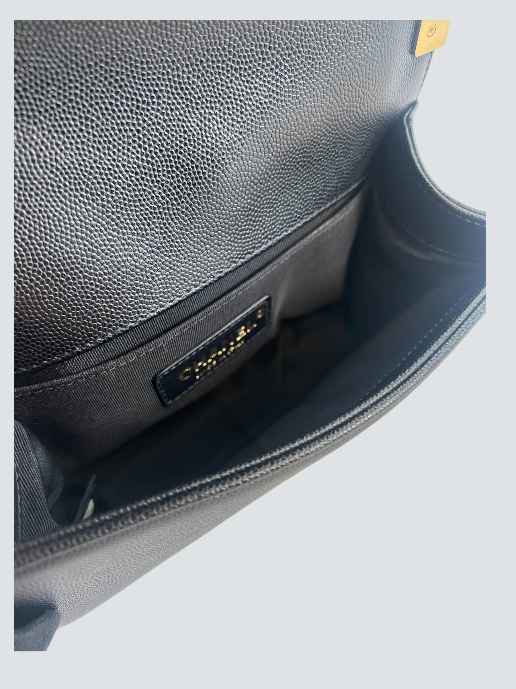 Chanel Black Caviar Leather Mini Boy Crossbody