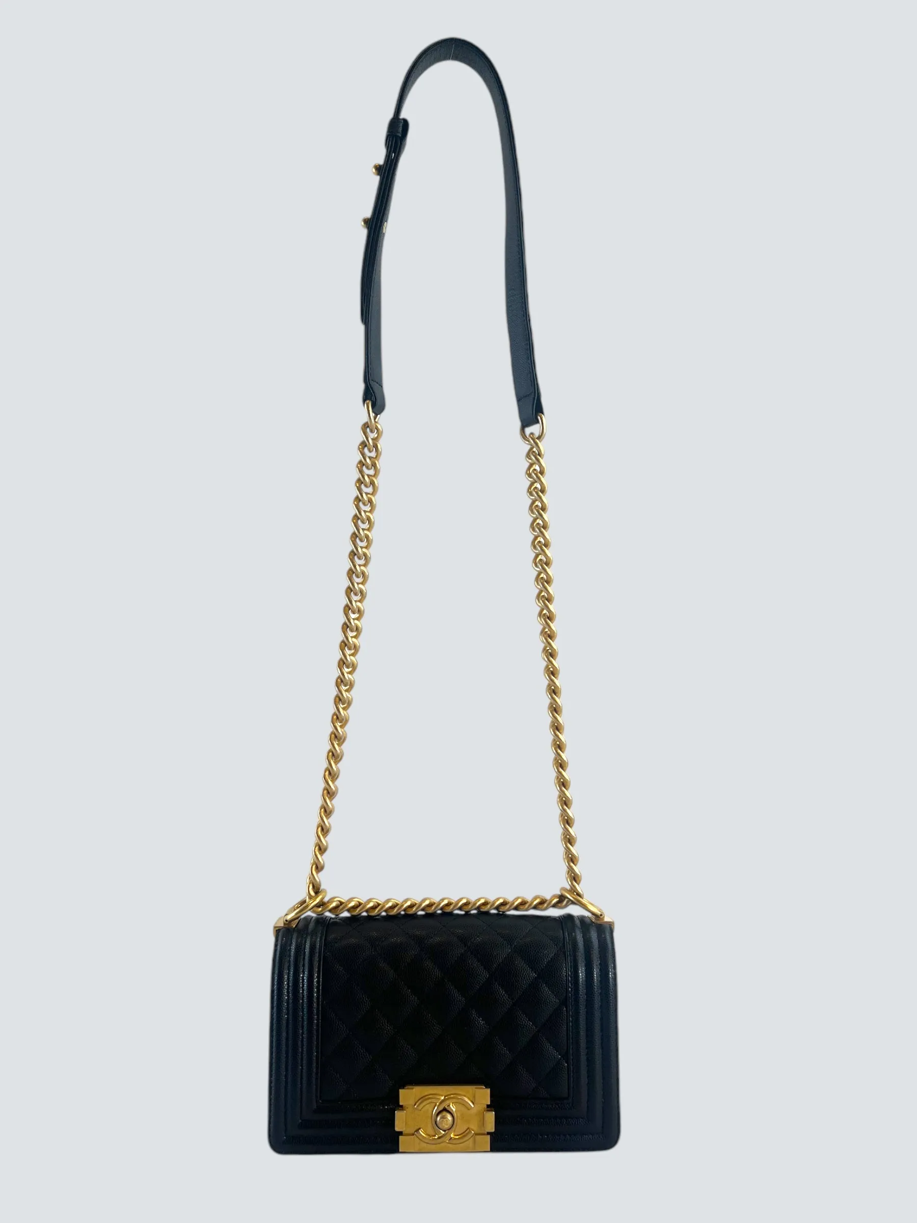 Chanel Black Caviar Leather Mini Boy Crossbody