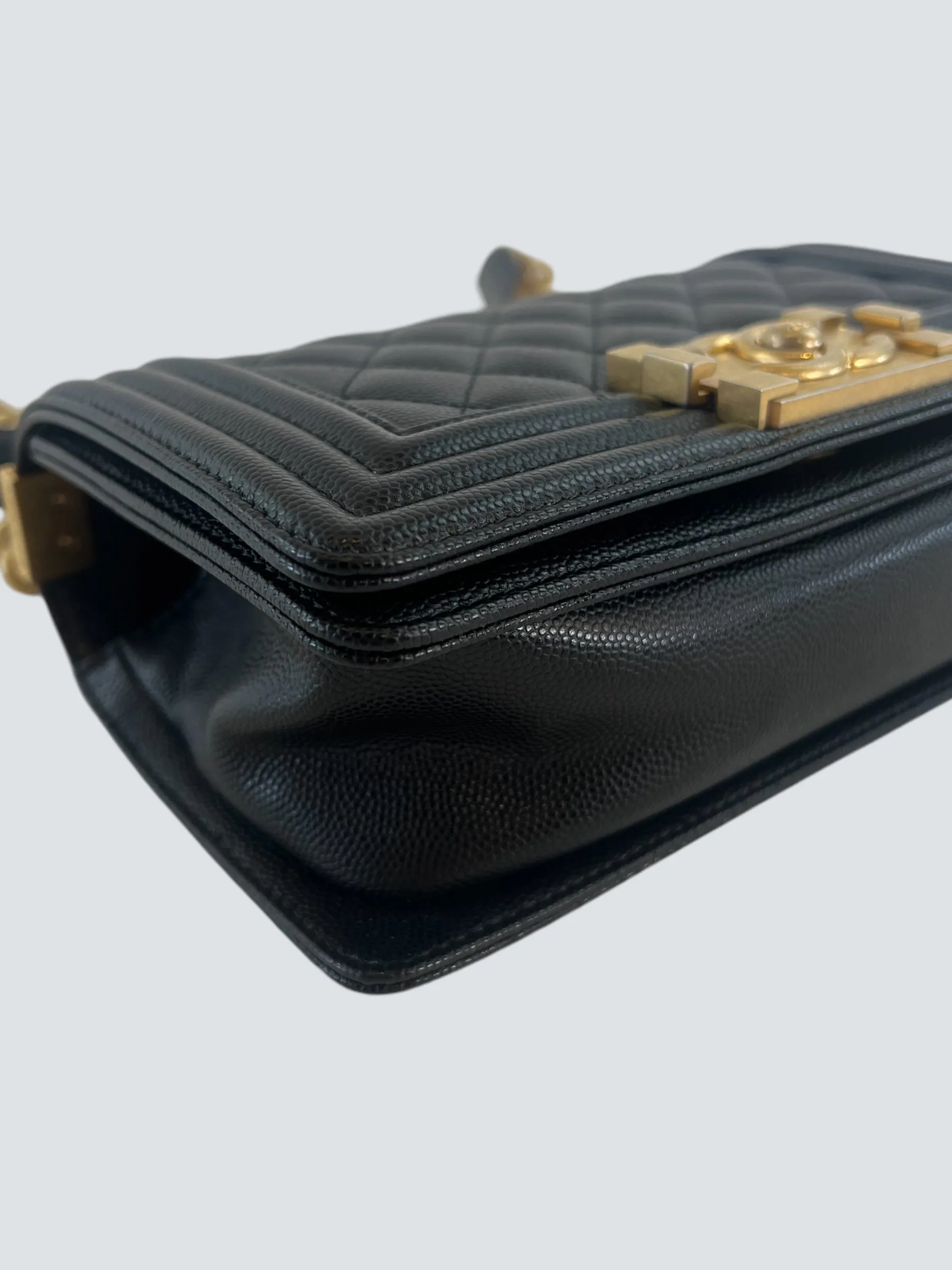 Chanel Black Caviar Leather Mini Boy Crossbody