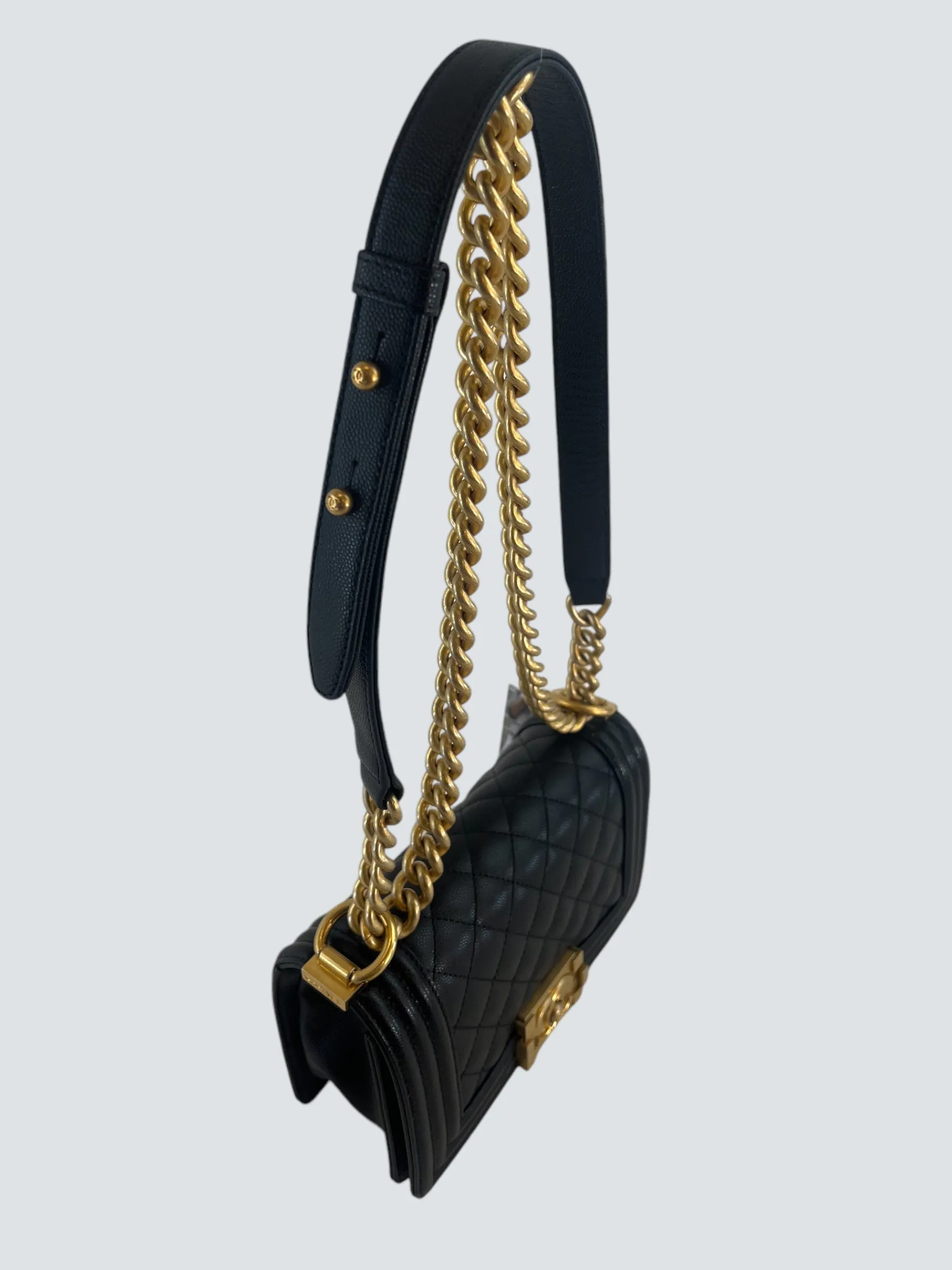 Chanel Black Caviar Leather Mini Boy Crossbody