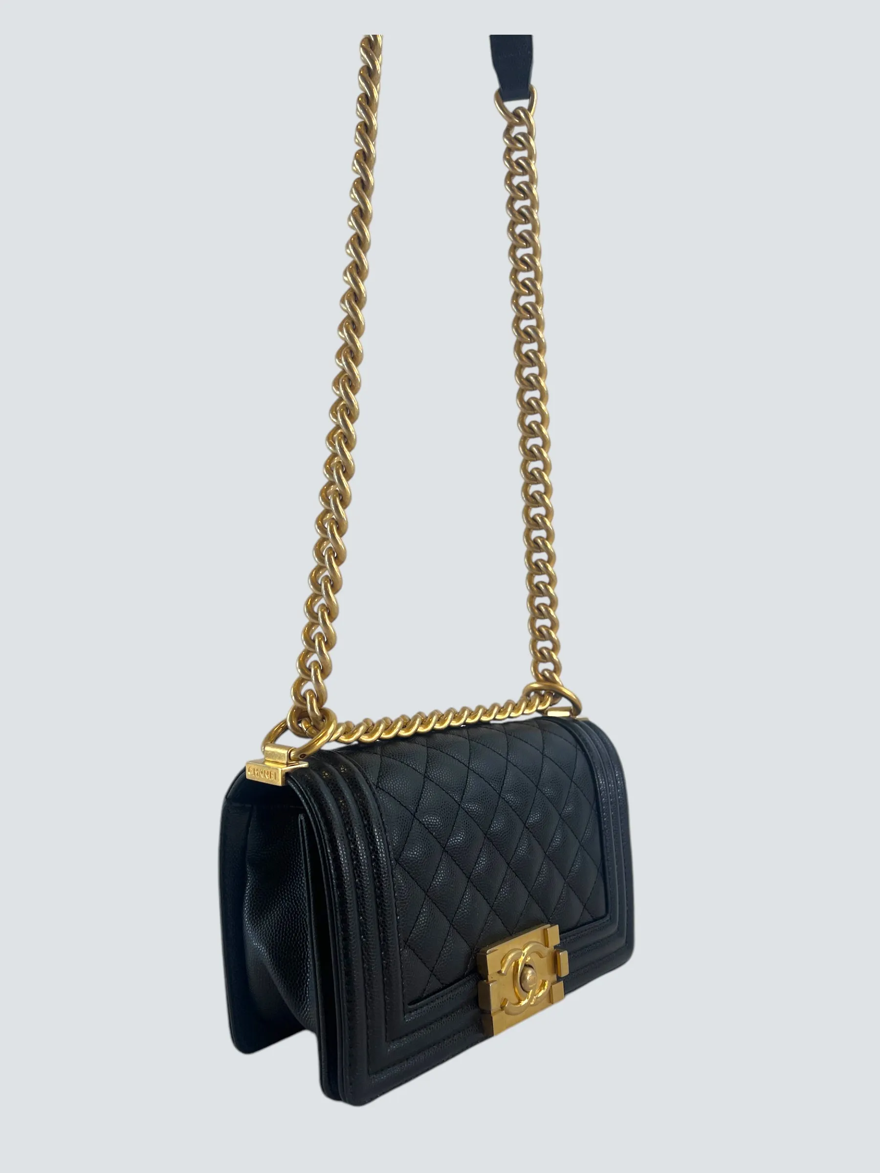 Chanel Black Caviar Leather Mini Boy Crossbody