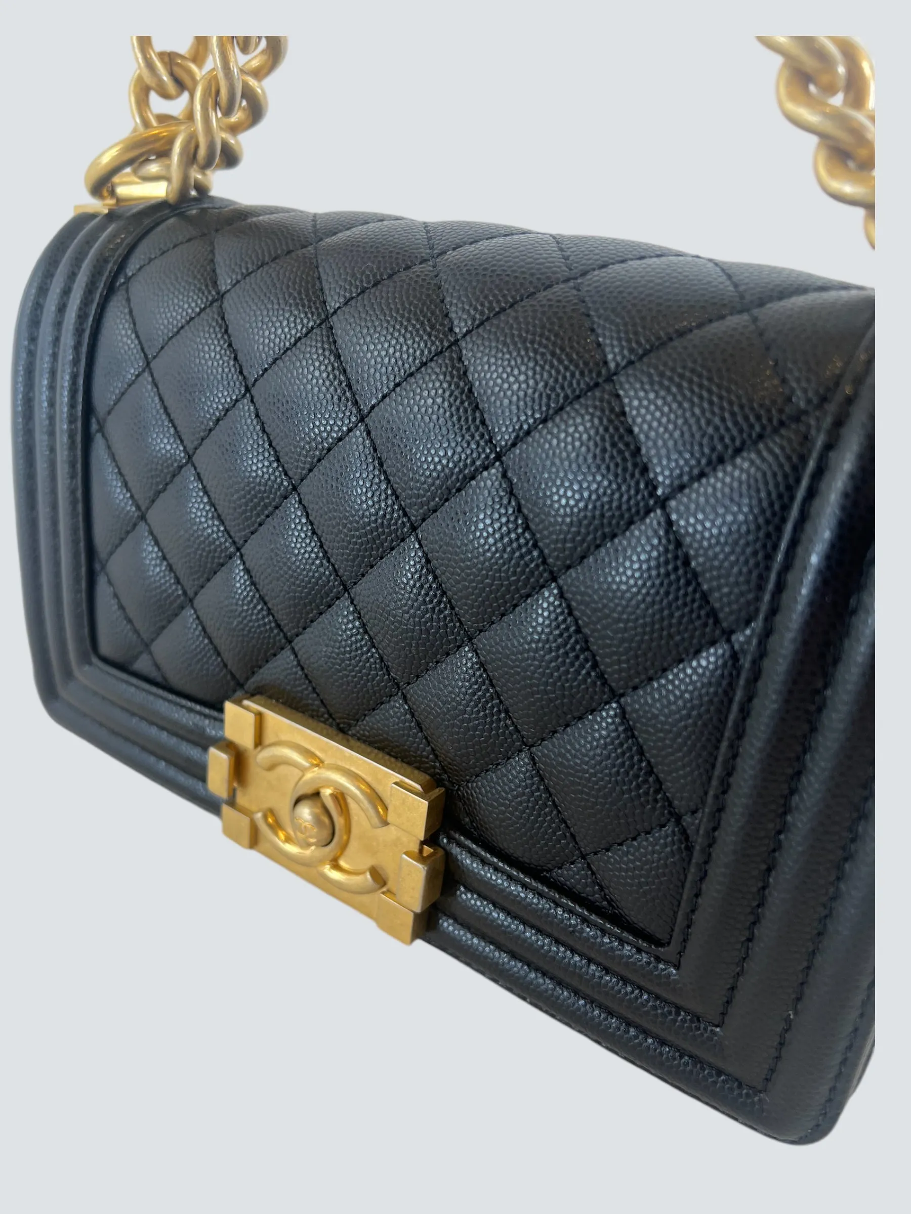 Chanel Black Caviar Leather Mini Boy Crossbody