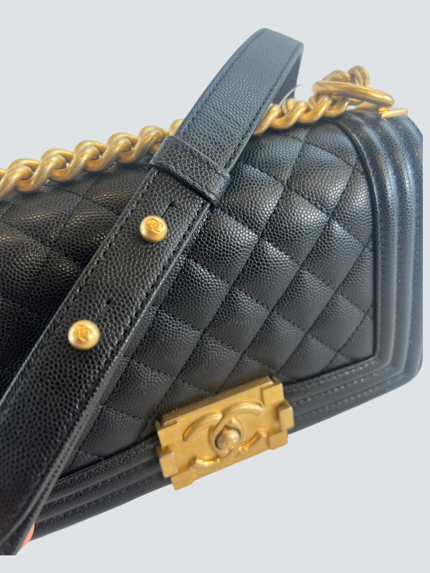 Chanel Black Caviar Leather Mini Boy Crossbody