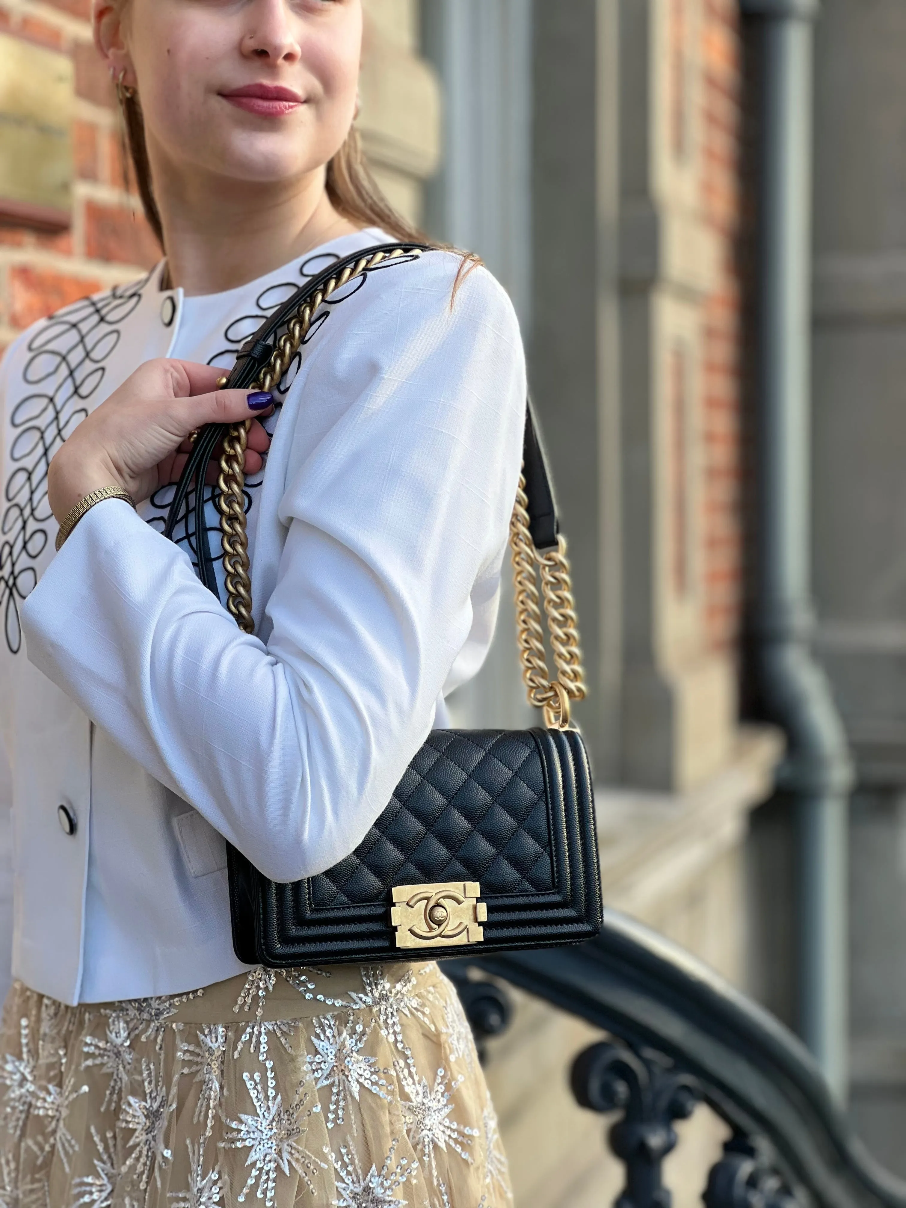 Chanel Black Caviar Leather Mini Boy Crossbody