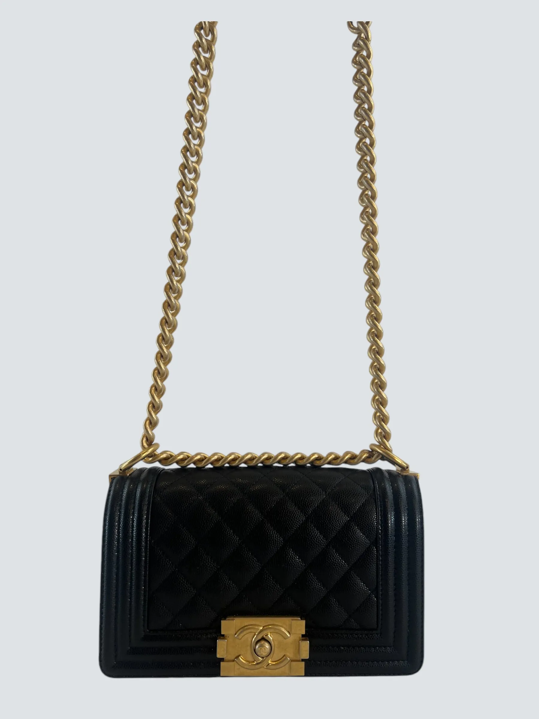 Chanel Black Caviar Leather Mini Boy Crossbody