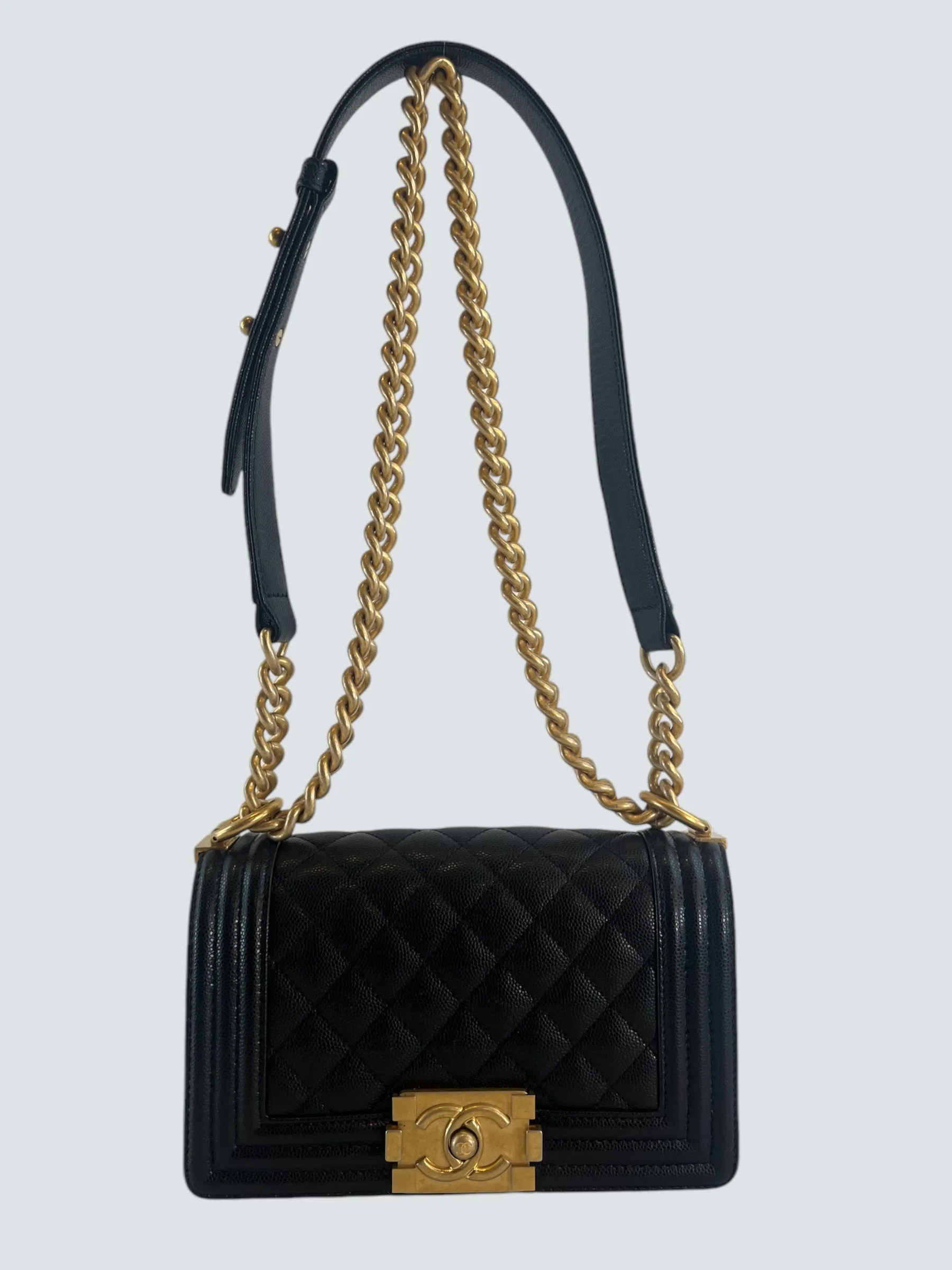 Chanel Black Caviar Leather Mini Boy Crossbody