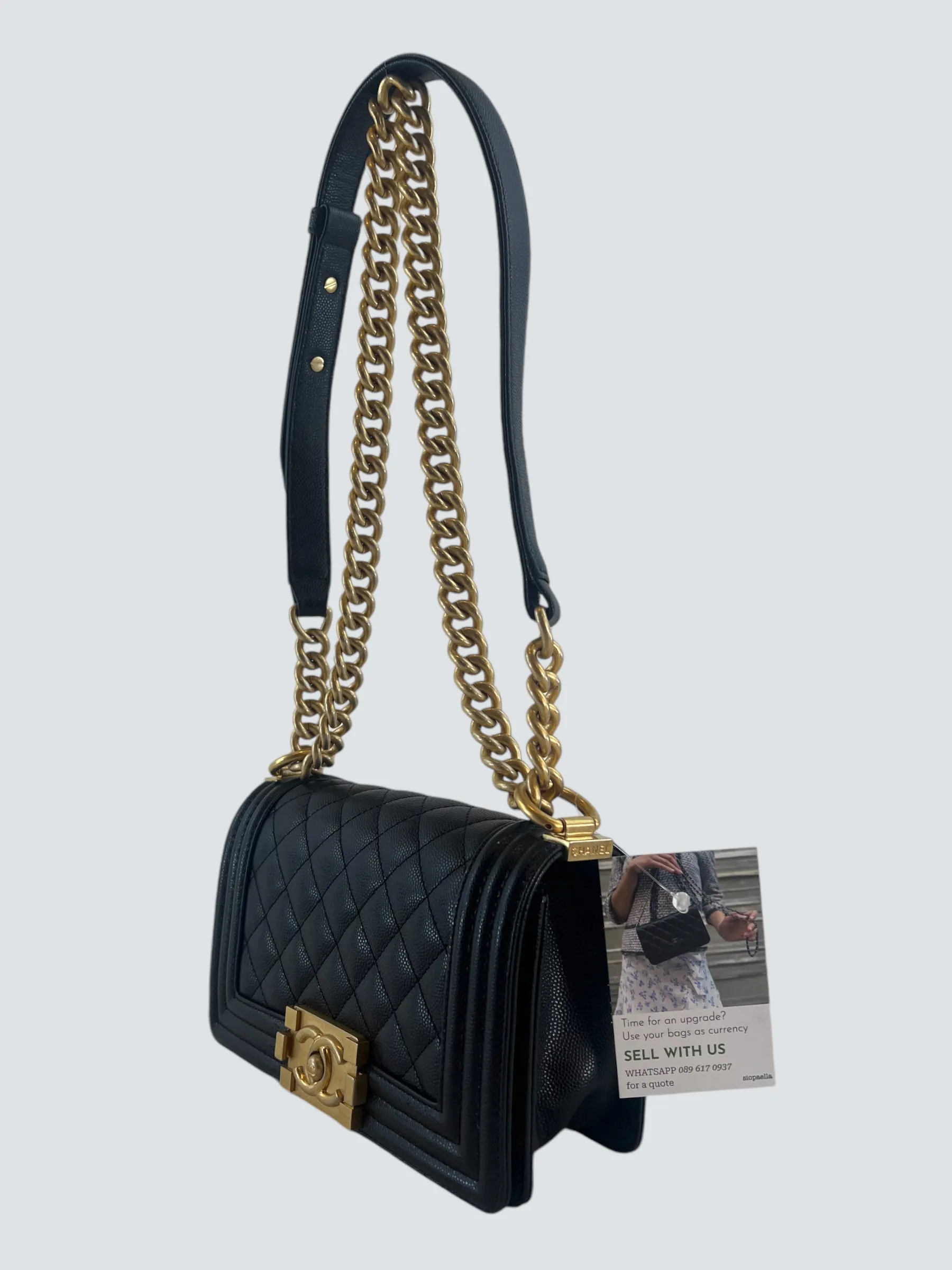 Chanel Black Caviar Leather Mini Boy Crossbody