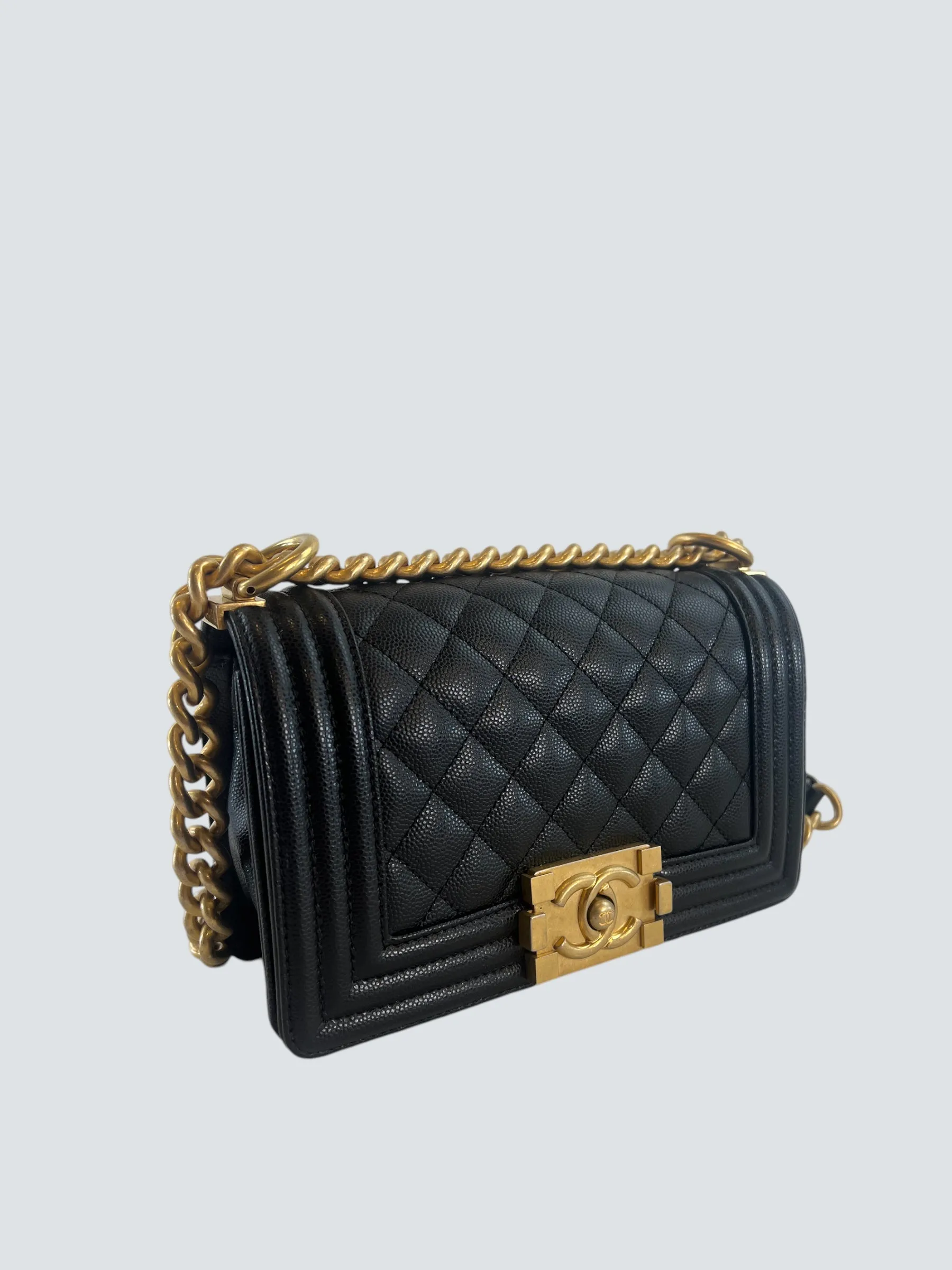 Chanel Black Caviar Leather Mini Boy Crossbody