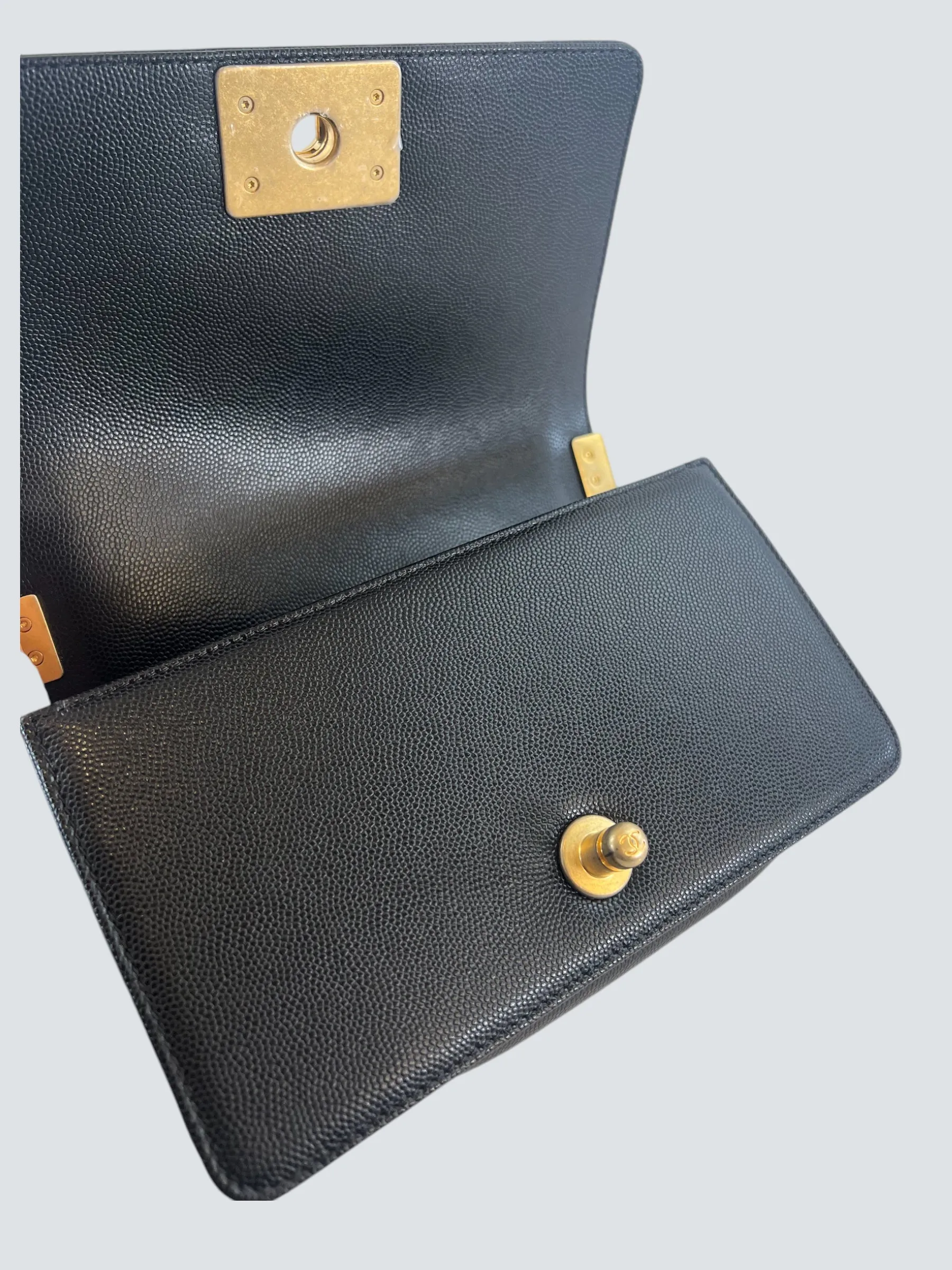 Chanel Black Caviar Leather Mini Boy Crossbody
