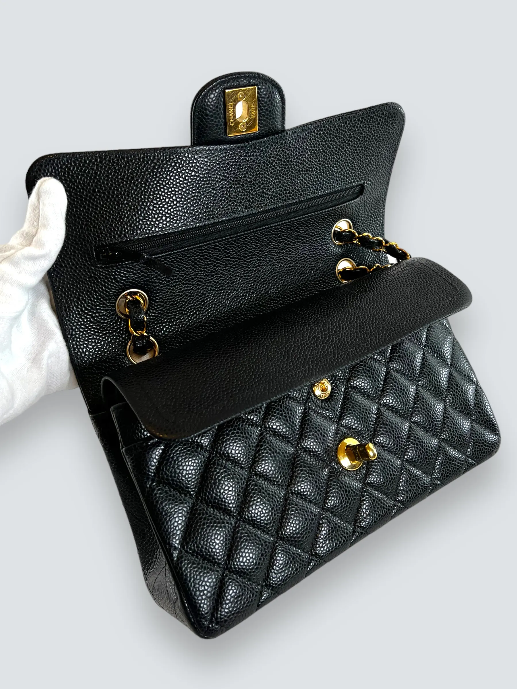 Chanel Black Caviar Leather Small Double Flap