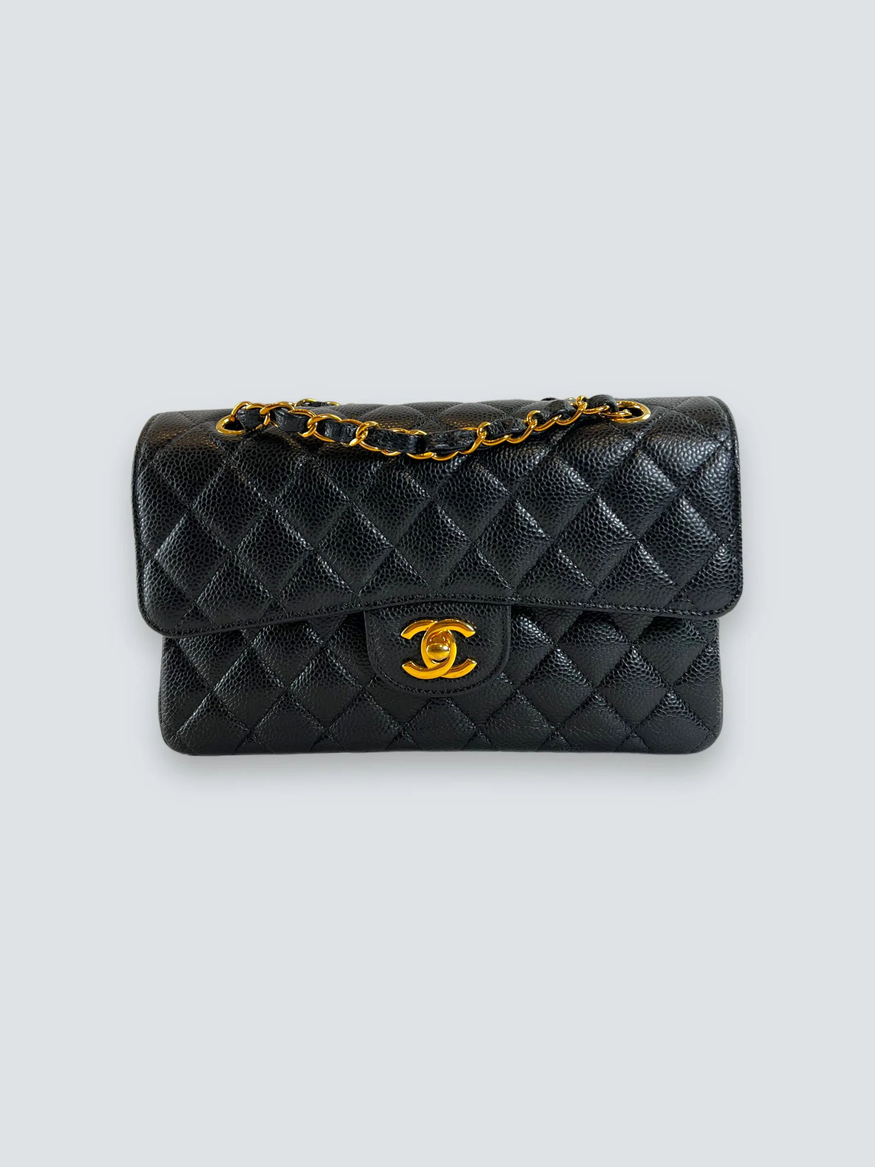 Chanel Black Caviar Leather Small Double Flap
