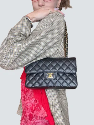 Chanel Black Caviar Leather Small Double Flap