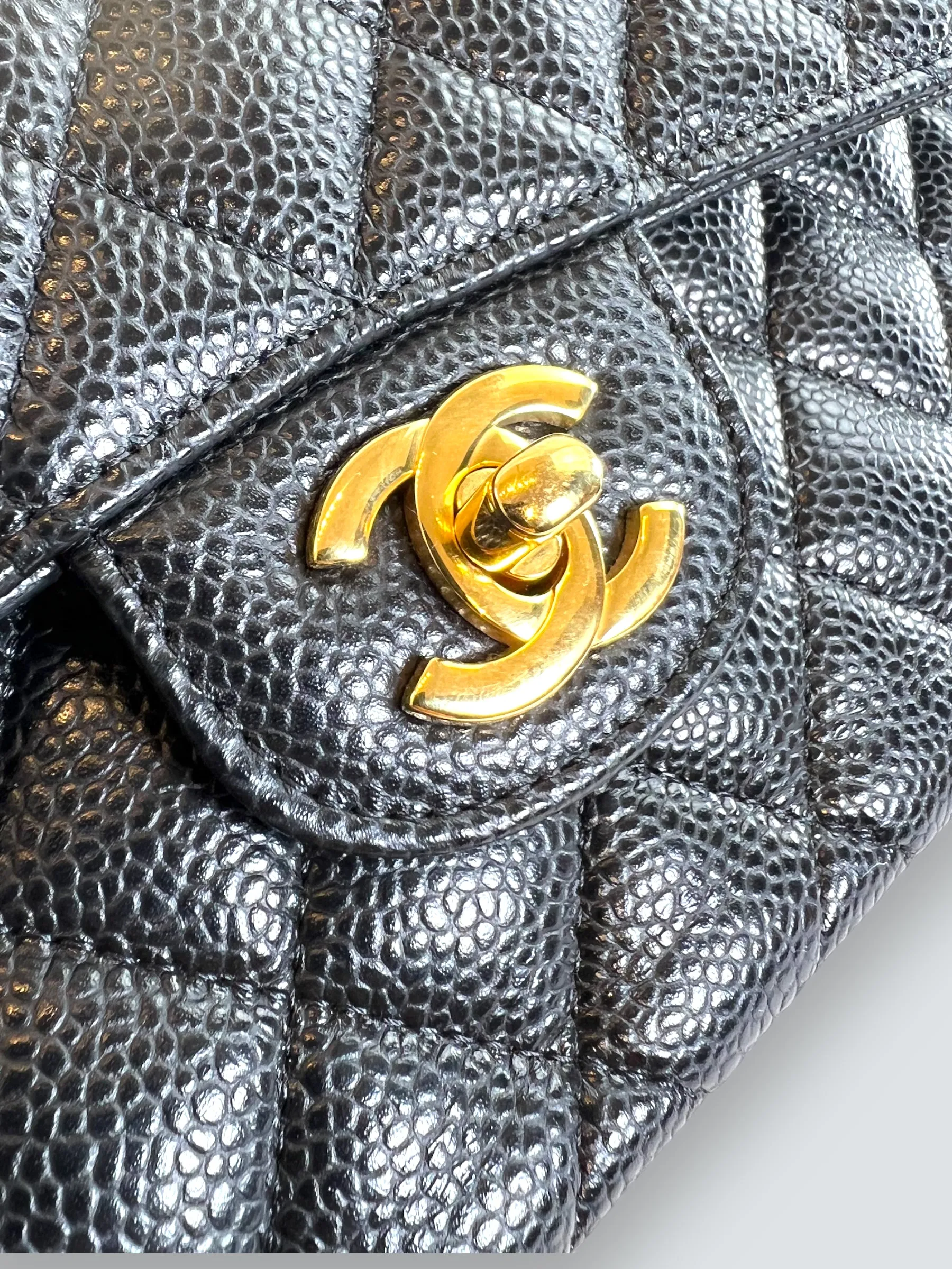 Chanel Black Caviar Leather Small Double Flap