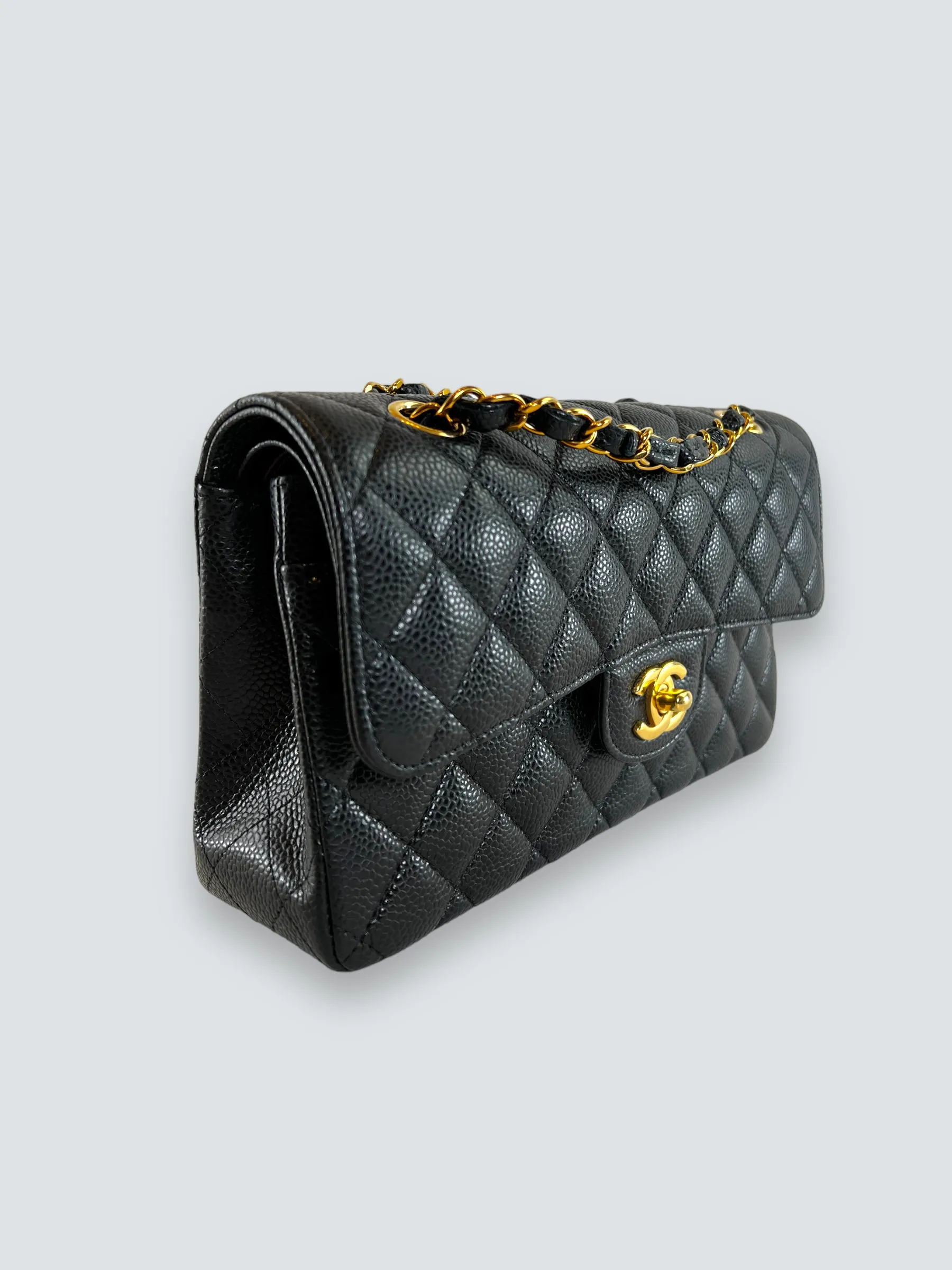 Chanel Black Caviar Leather Small Double Flap