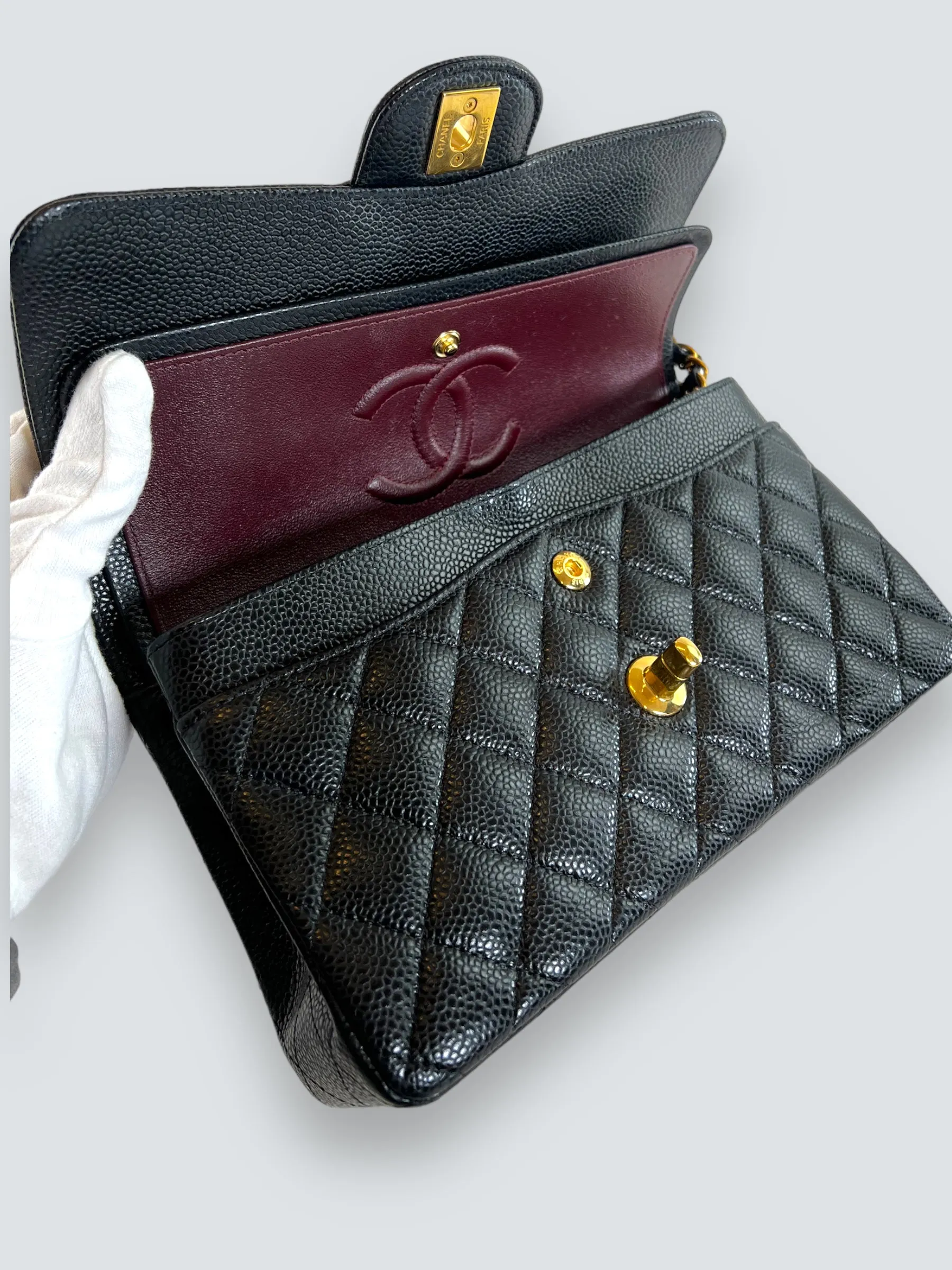 Chanel Black Caviar Leather Small Double Flap