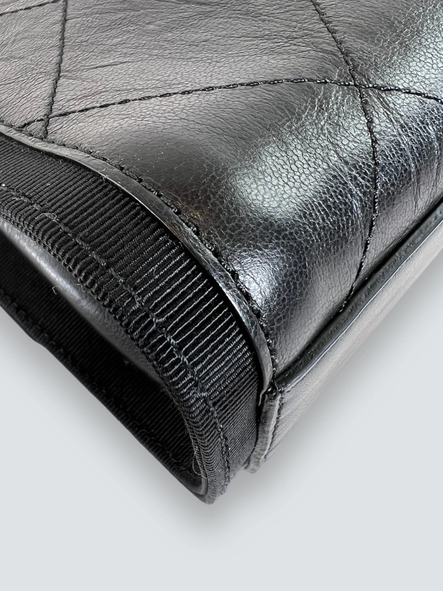 Chanel Black Crumpled Calfskin Flap