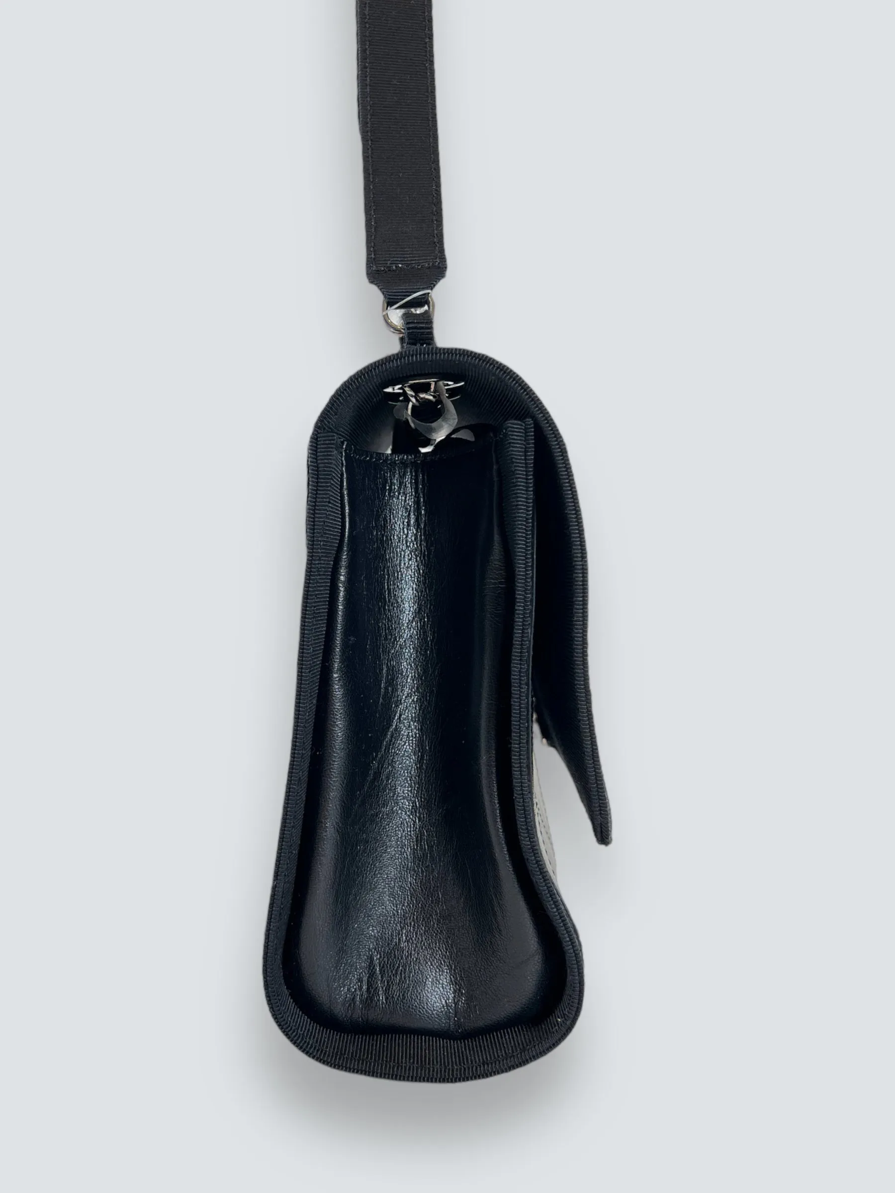 Chanel Black Crumpled Calfskin Flap