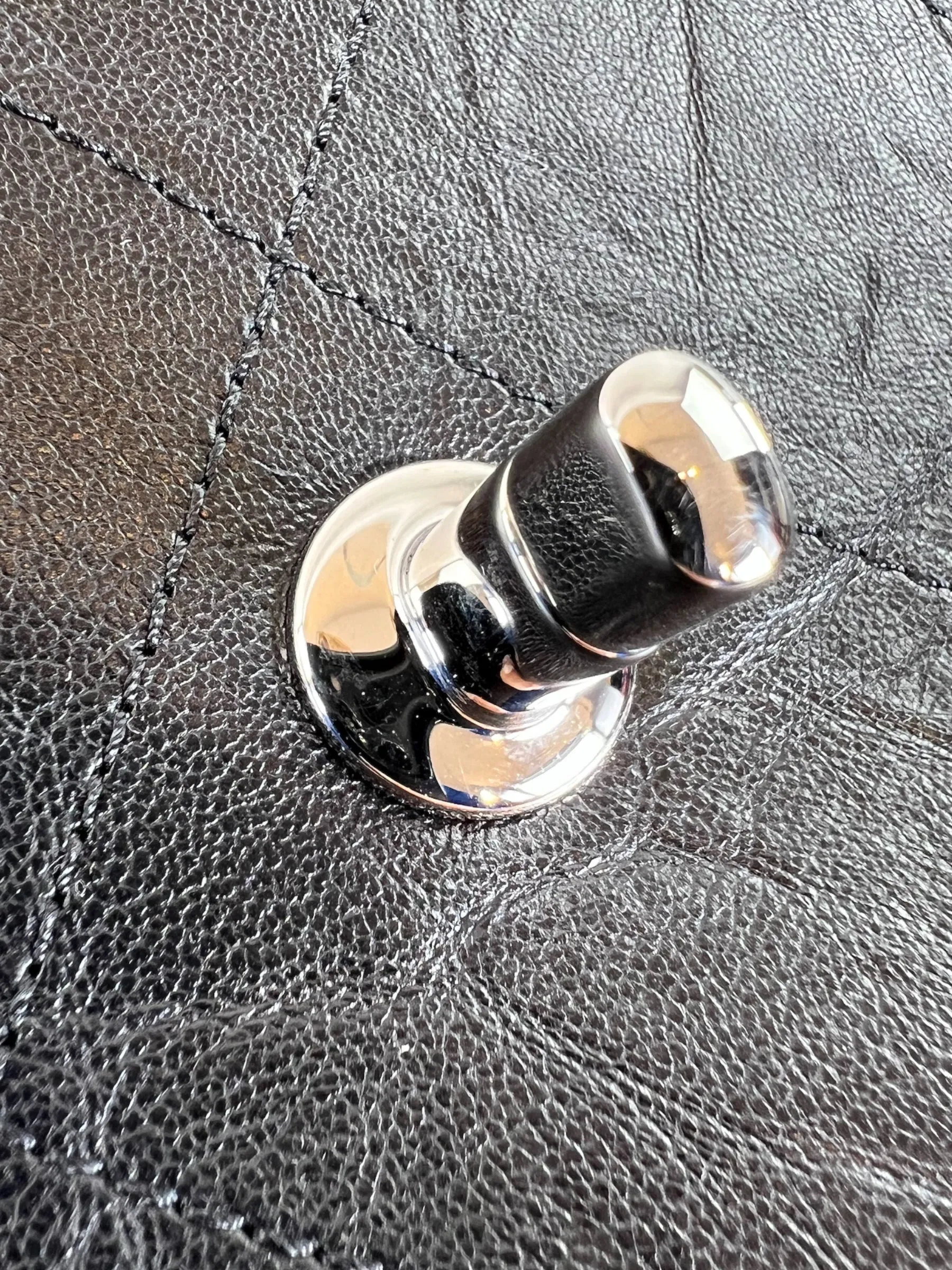 Chanel Black Crumpled Calfskin Flap