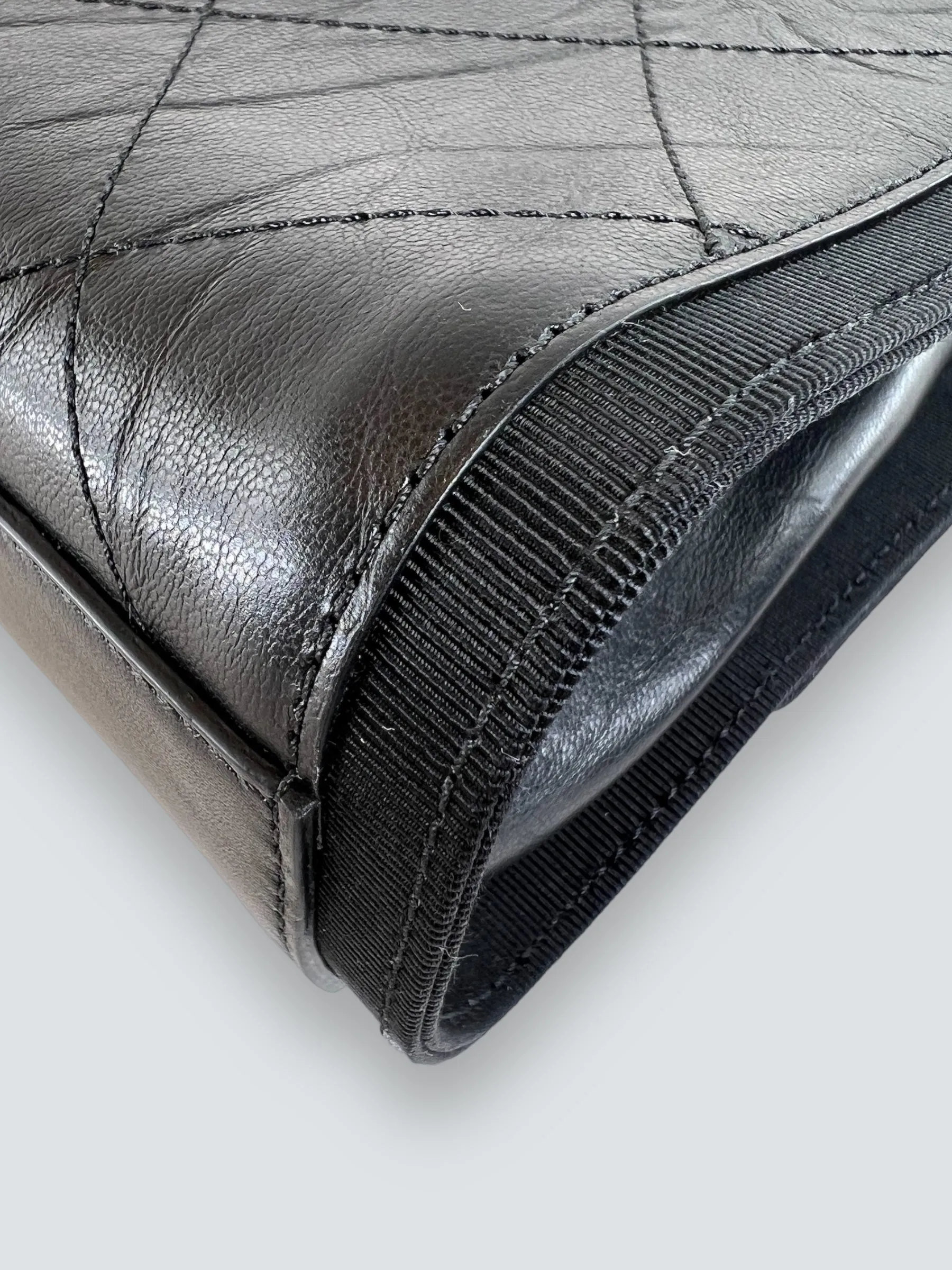 Chanel Black Crumpled Calfskin Flap