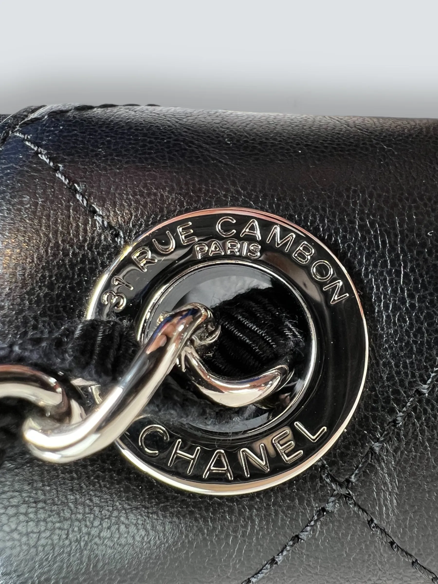 Chanel Black Crumpled Calfskin Flap