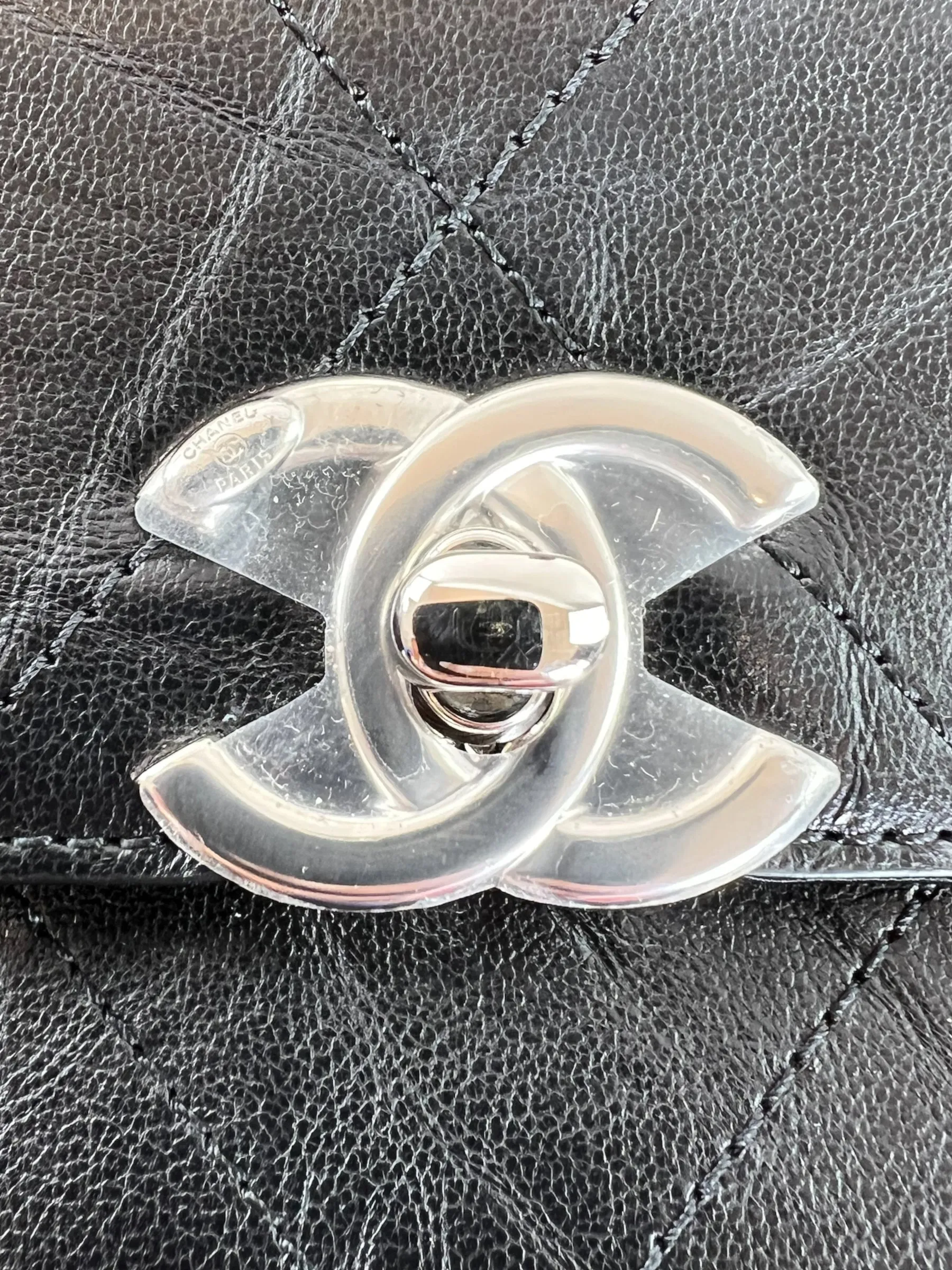 Chanel Black Crumpled Calfskin Flap