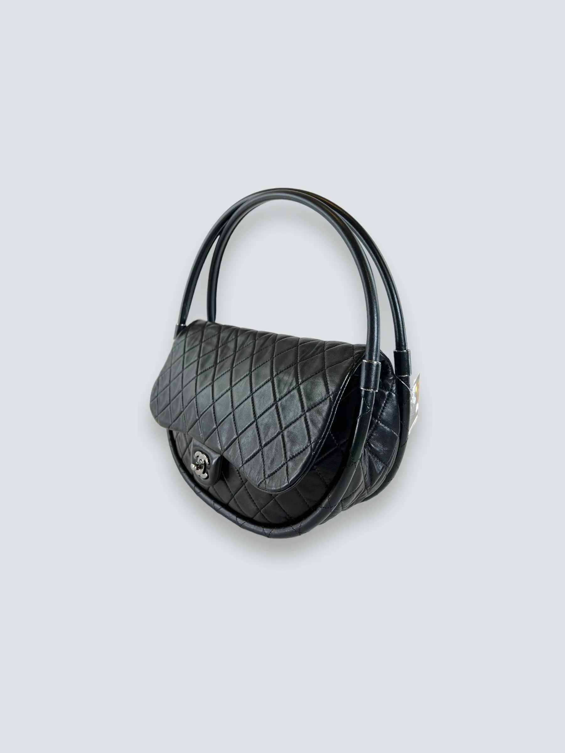 Chanel Black Hula Hoop Leather Shoulder Bag