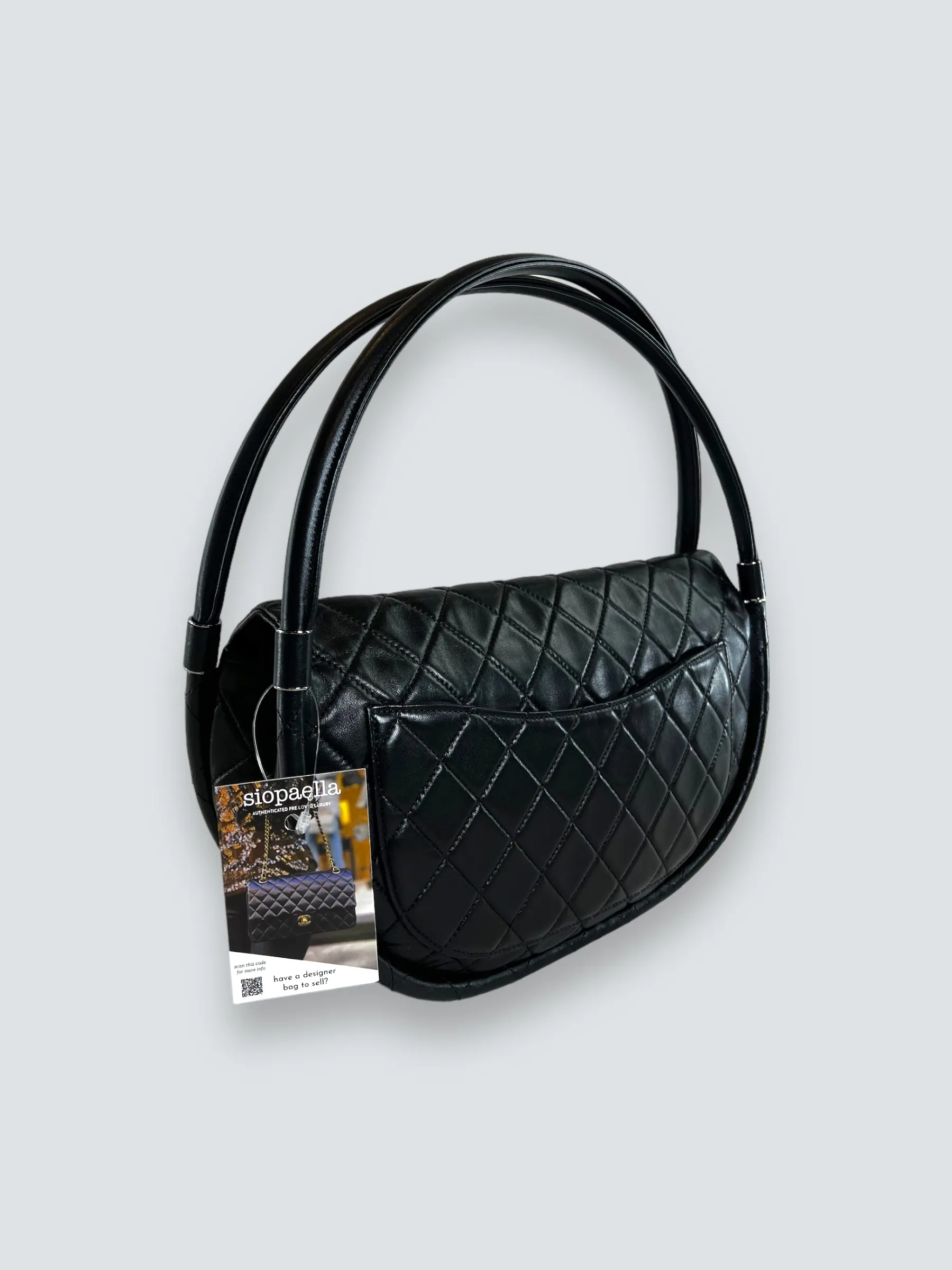 Chanel Black Hula Hoop Leather Shoulder Bag