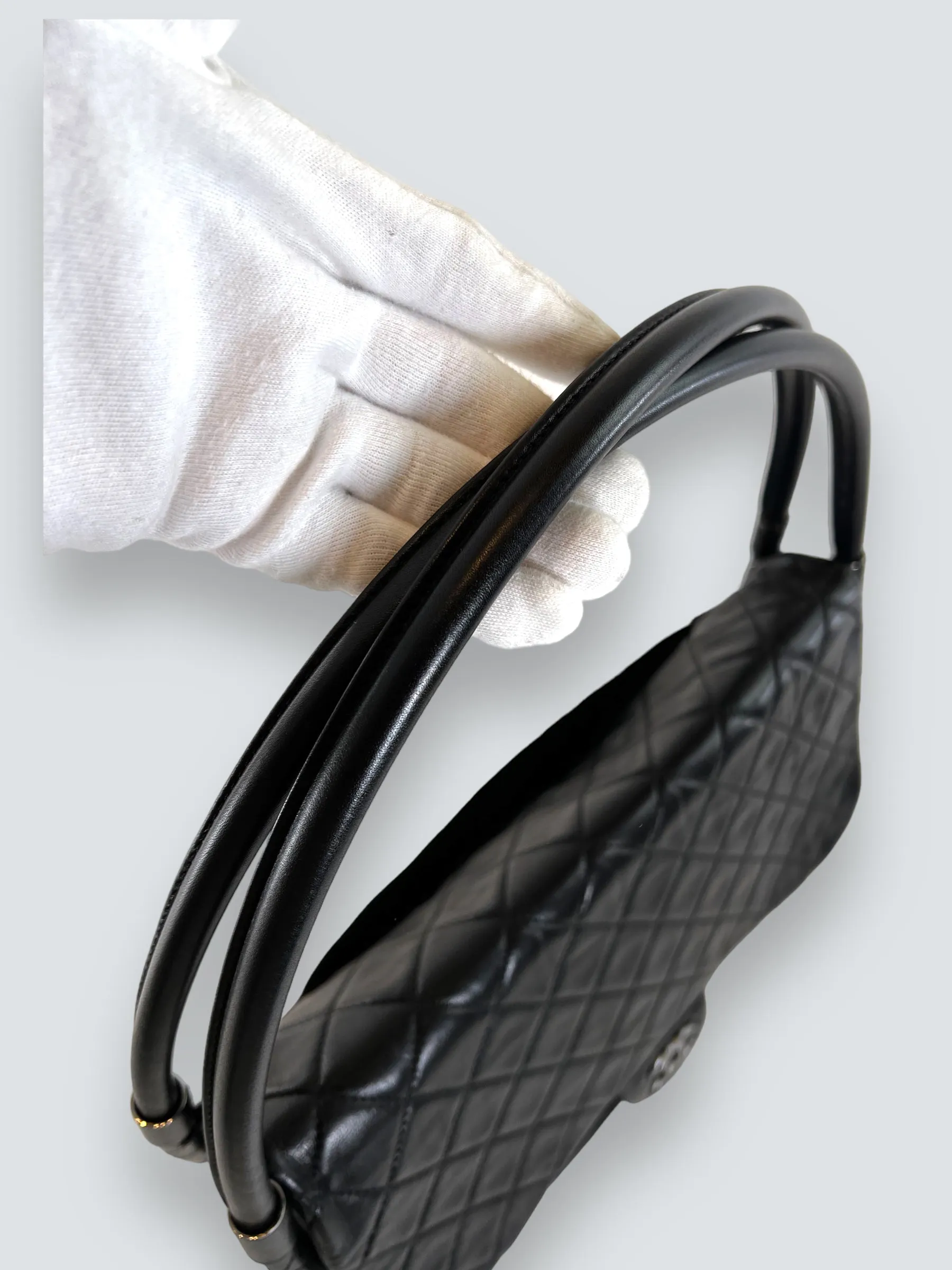 Chanel Black Hula Hoop Leather Shoulder Bag