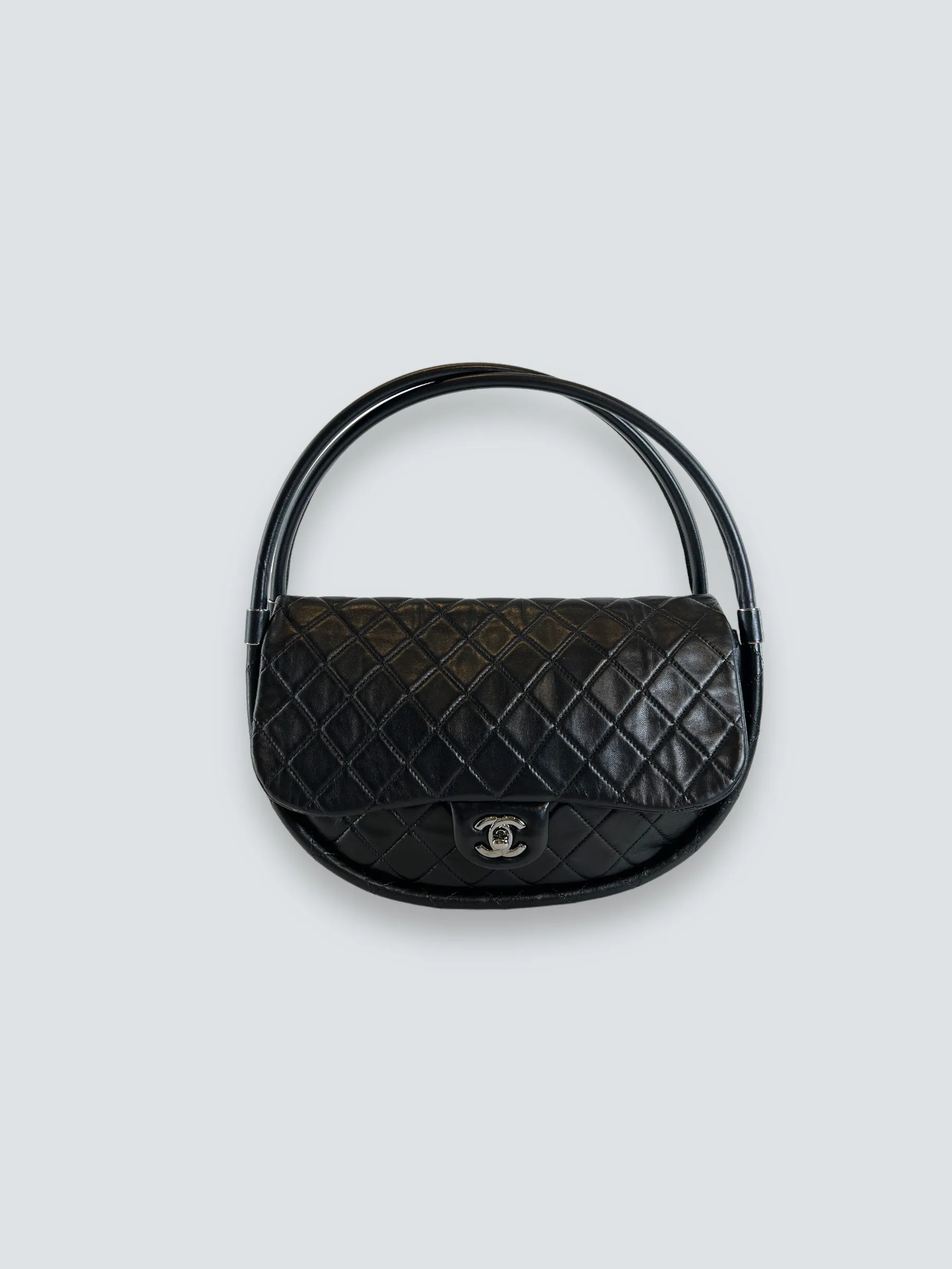 Chanel Black Hula Hoop Leather Shoulder Bag
