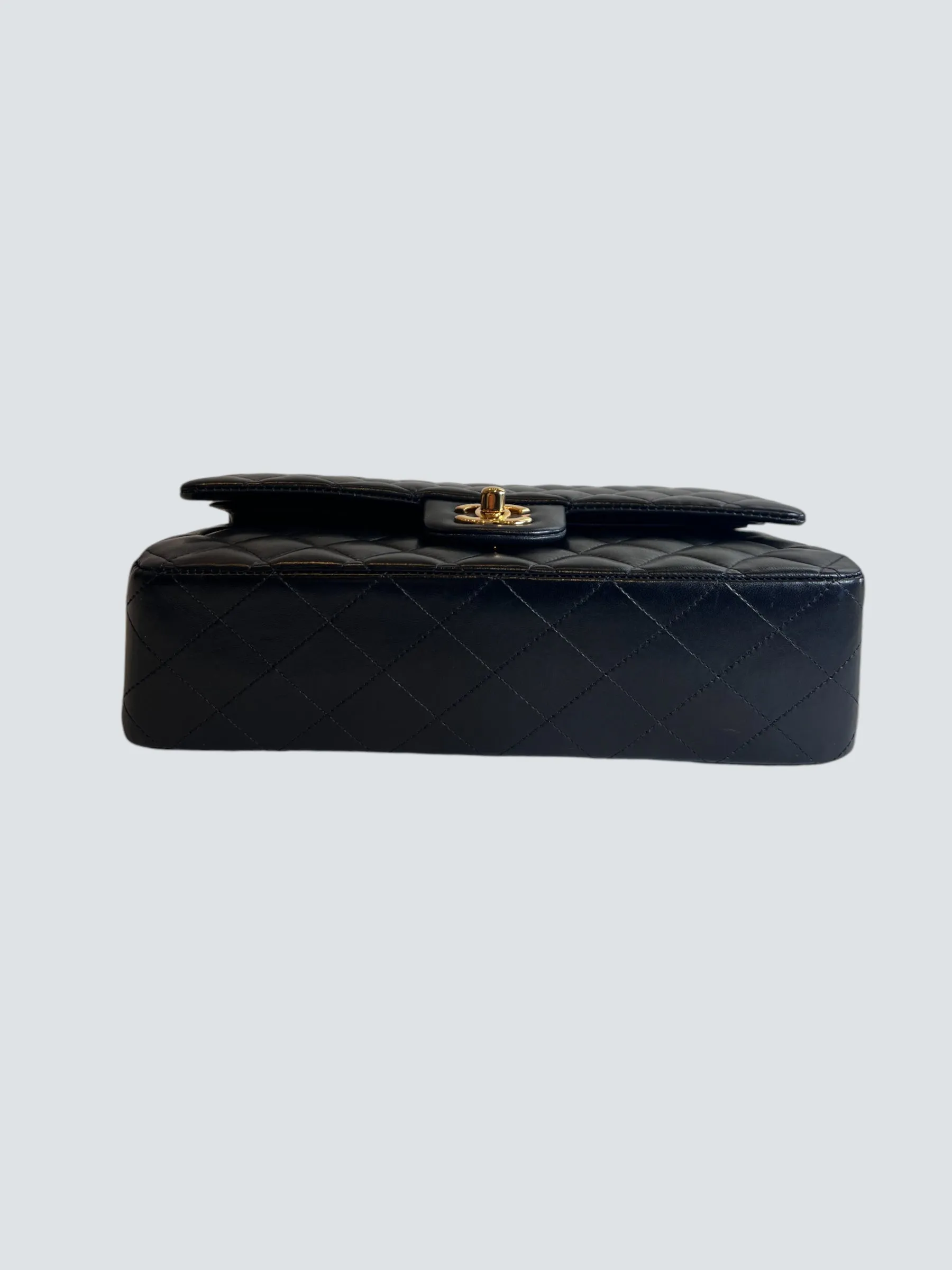 Chanel Black Lambskin Leather Medium Double Flap