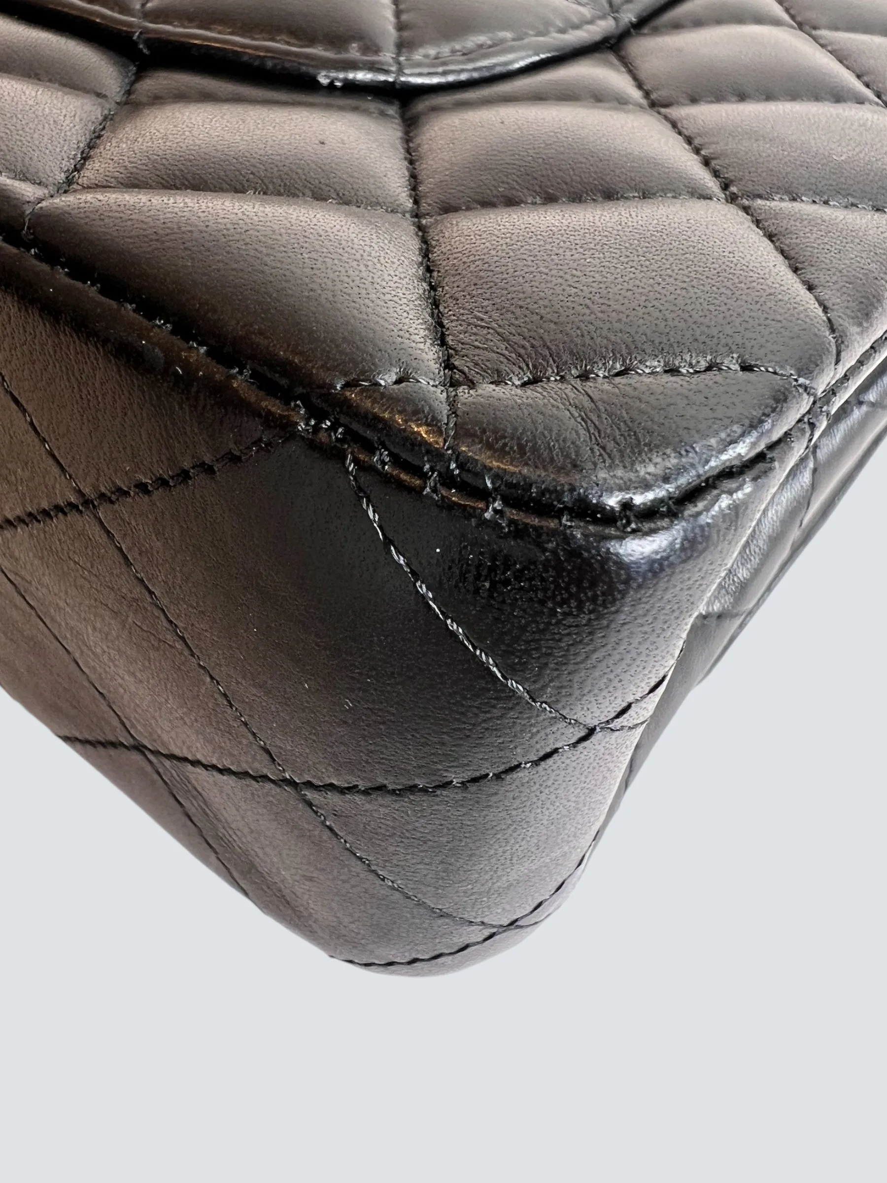 Chanel Black Lambskin Leather Medium Double Flap