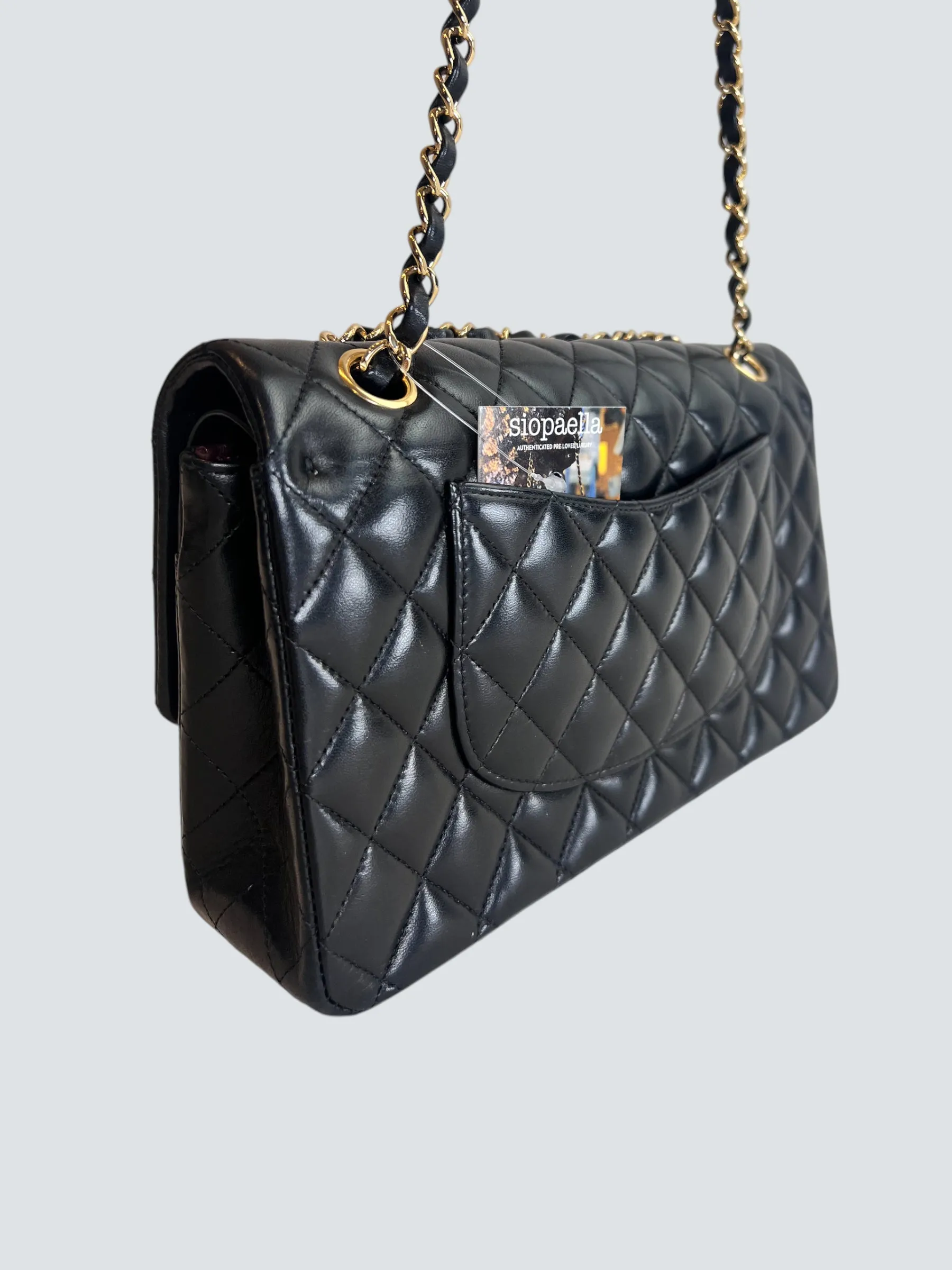 Chanel Black Lambskin Leather Medium Double Flap