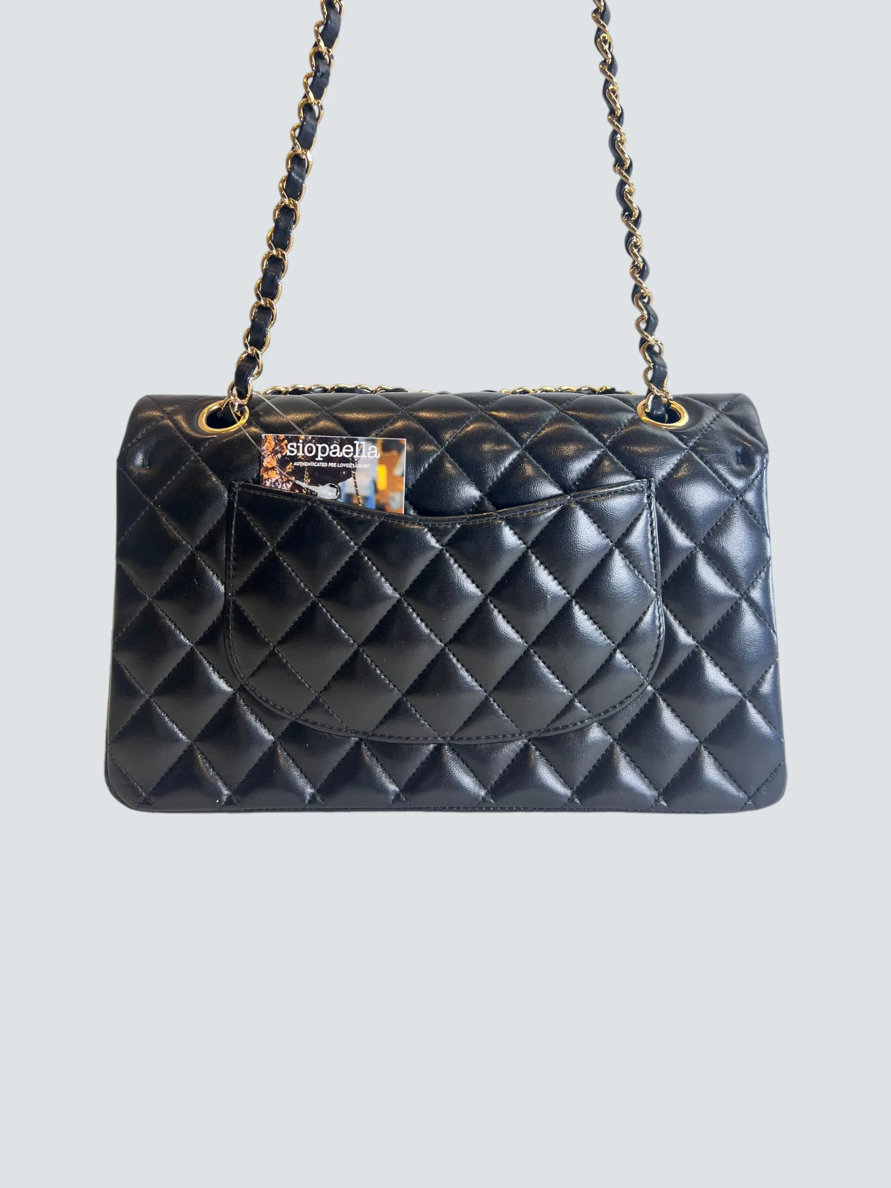 Chanel Black Lambskin Leather Medium Double Flap