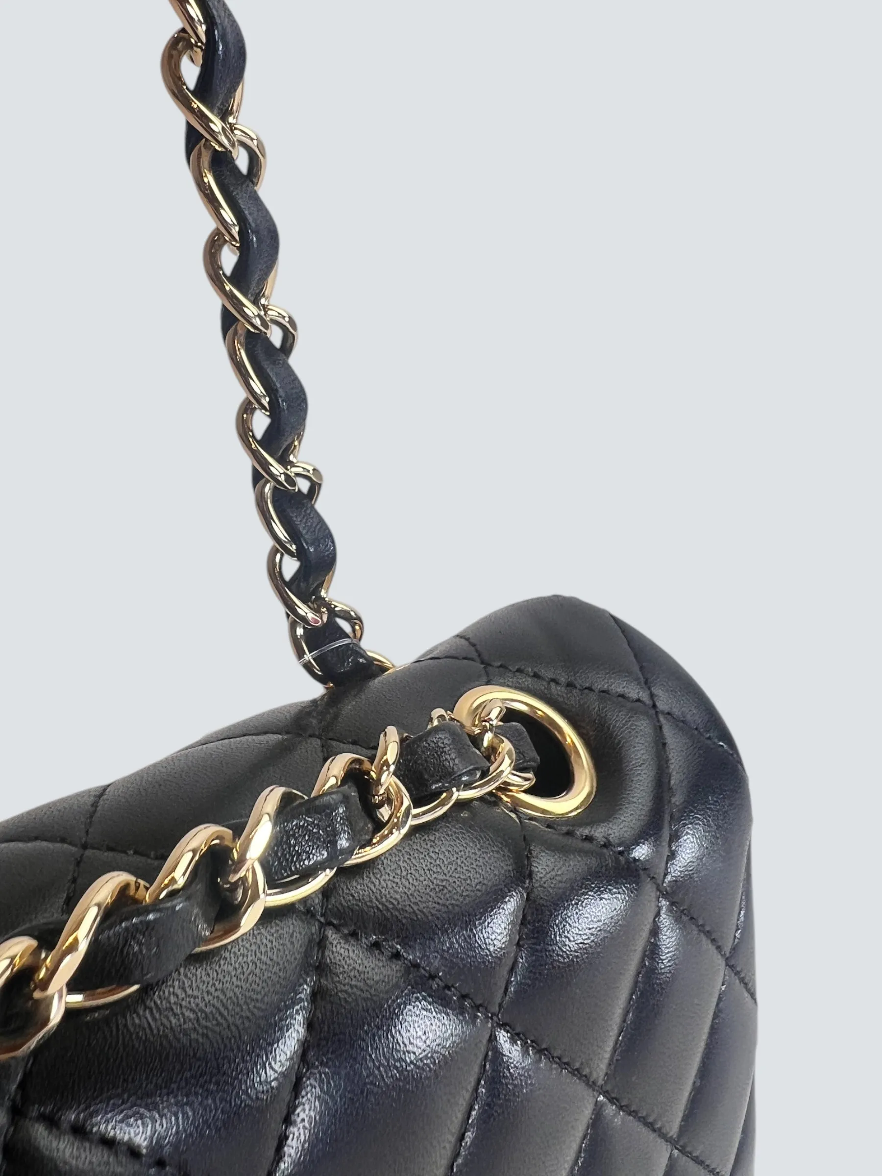 Chanel Black Lambskin Leather Medium Double Flap
