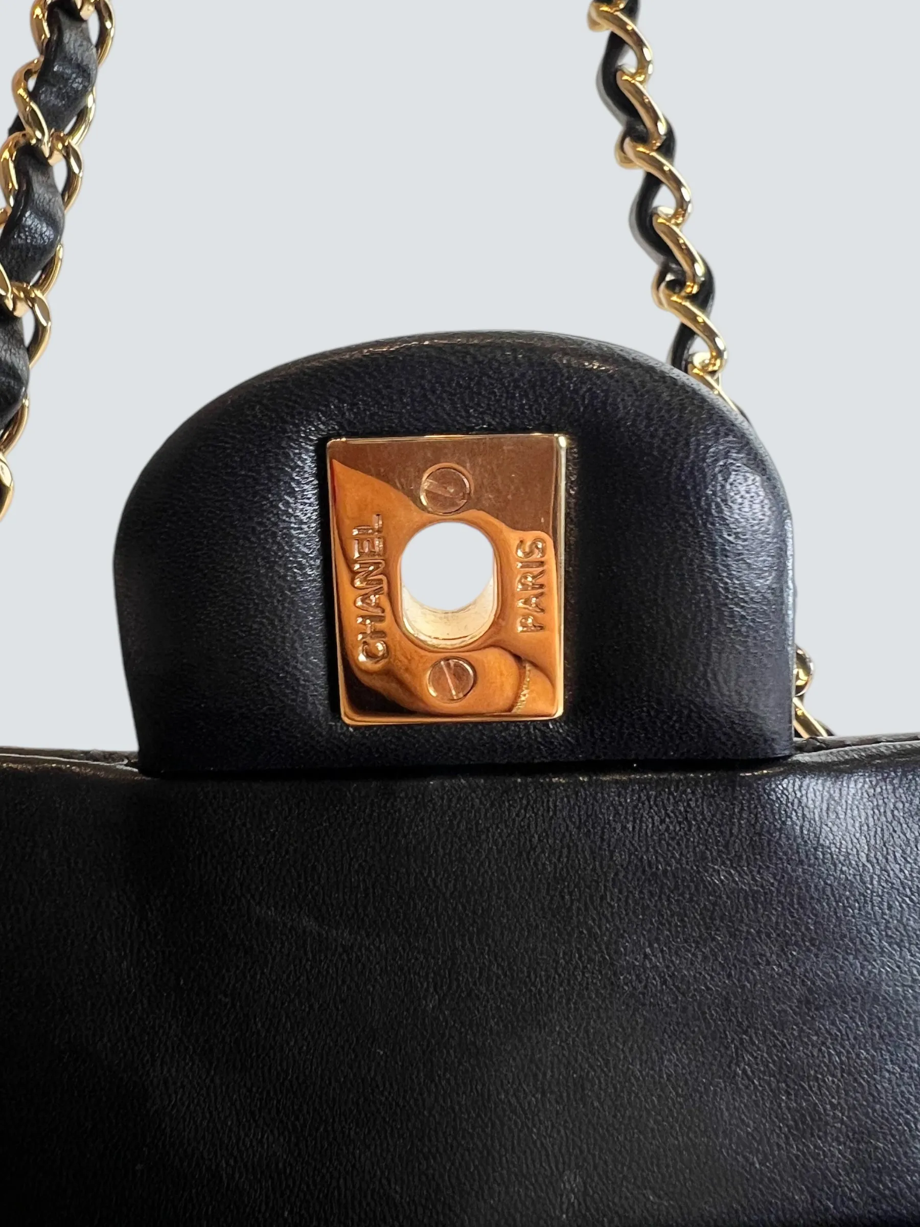 Chanel Black Lambskin Leather Medium Double Flap
