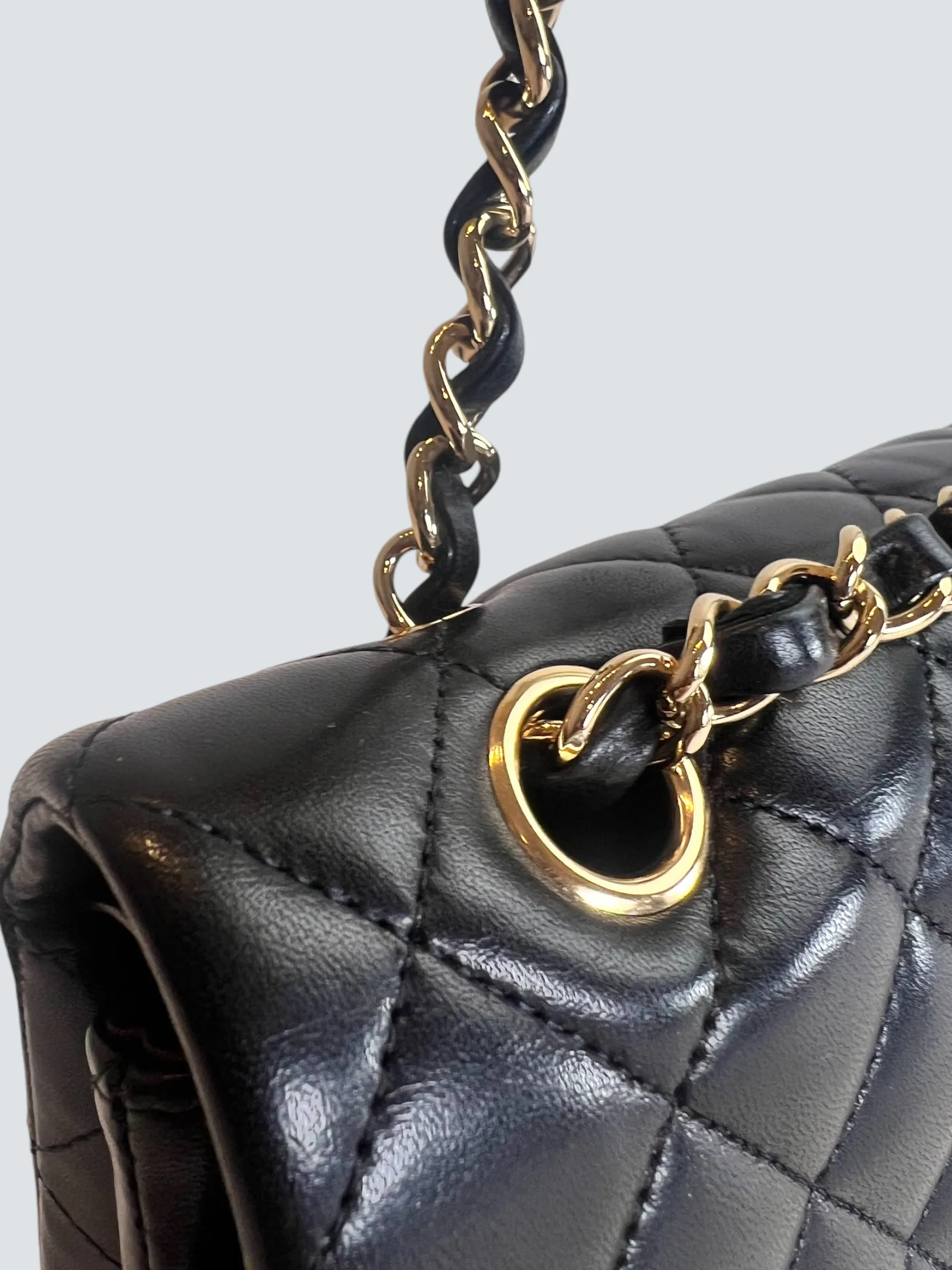 Chanel Black Lambskin Leather Medium Double Flap