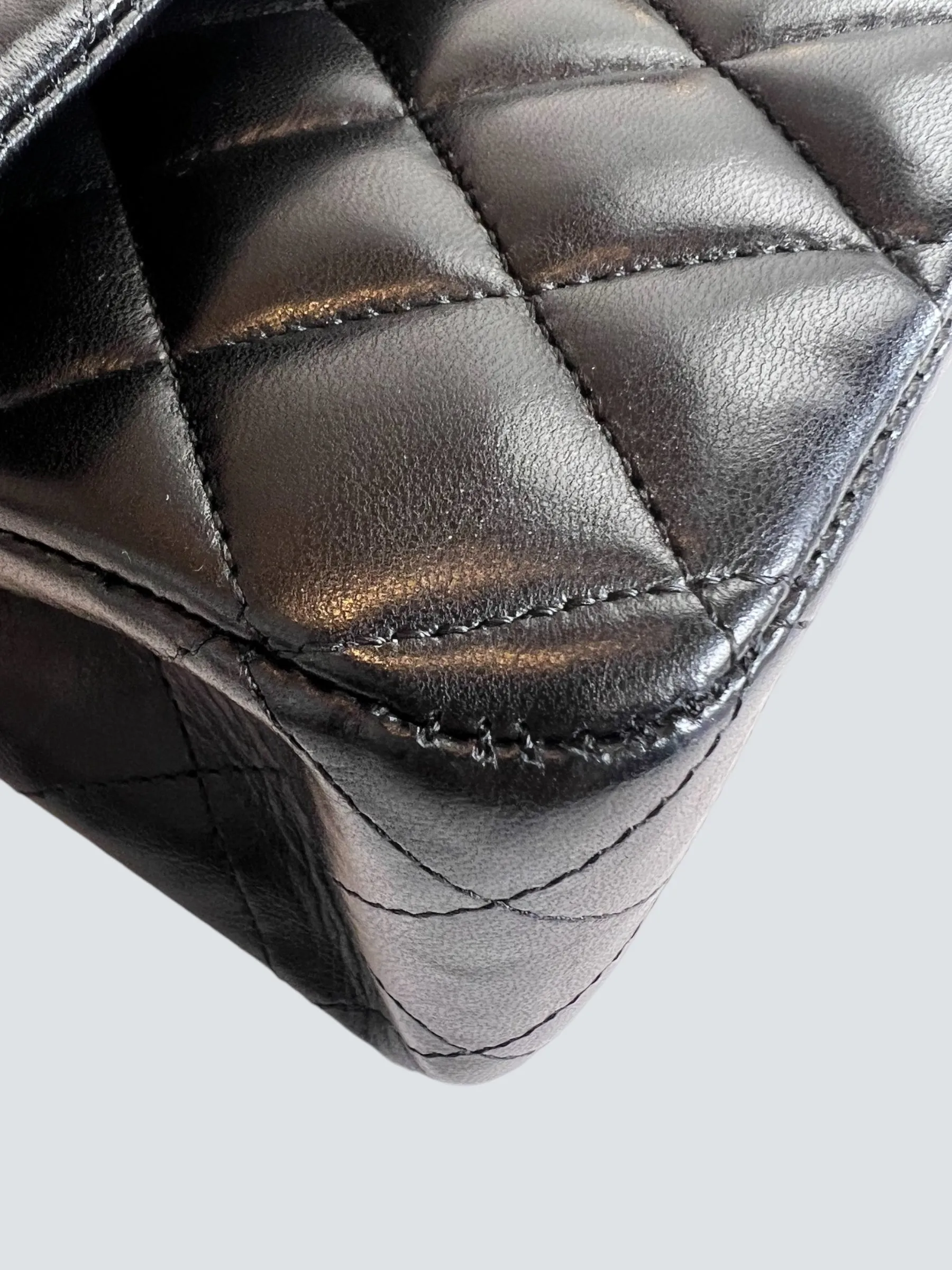 Chanel Black Lambskin Leather Medium Double Flap