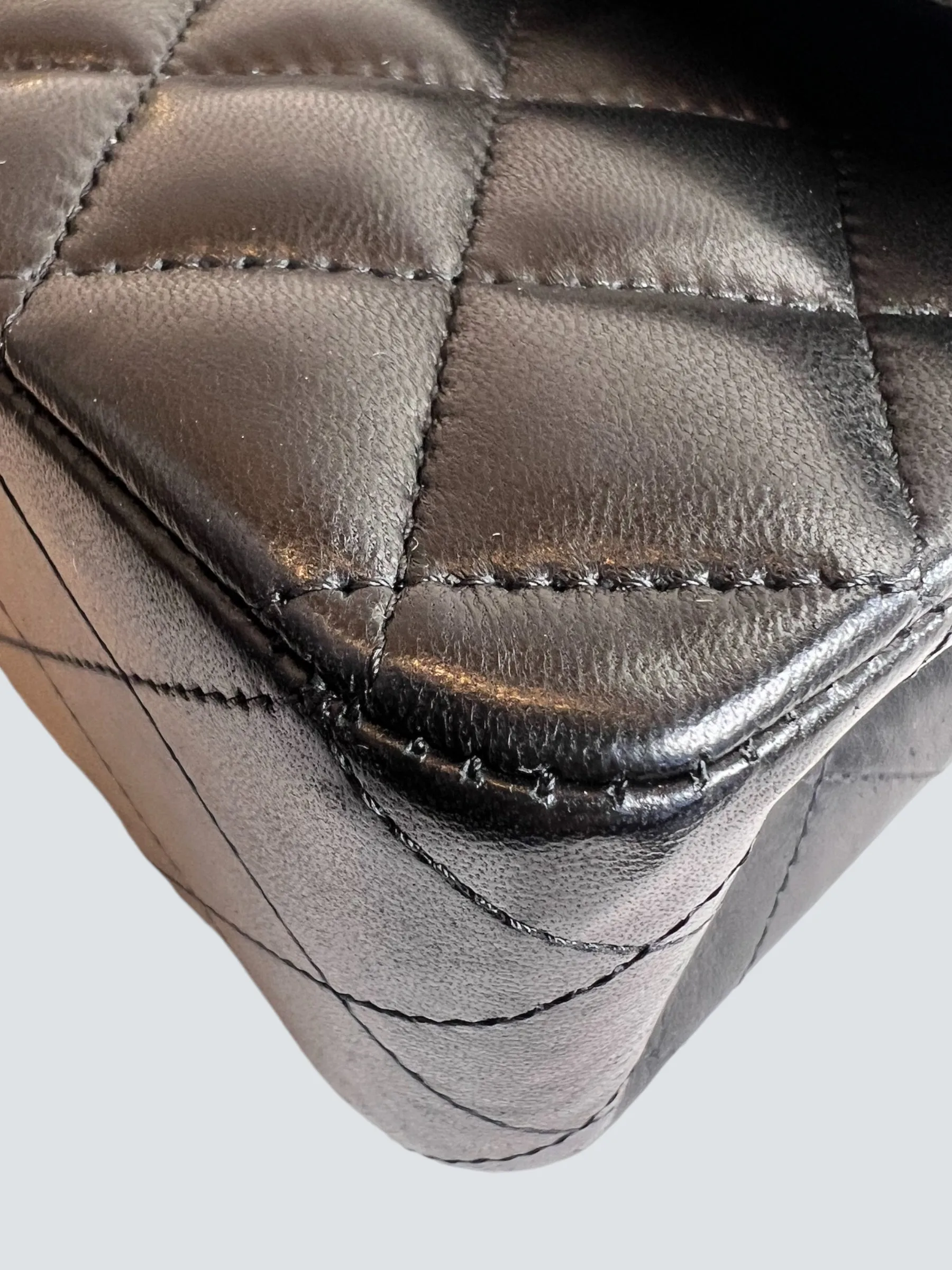 Chanel Black Lambskin Leather Medium Double Flap