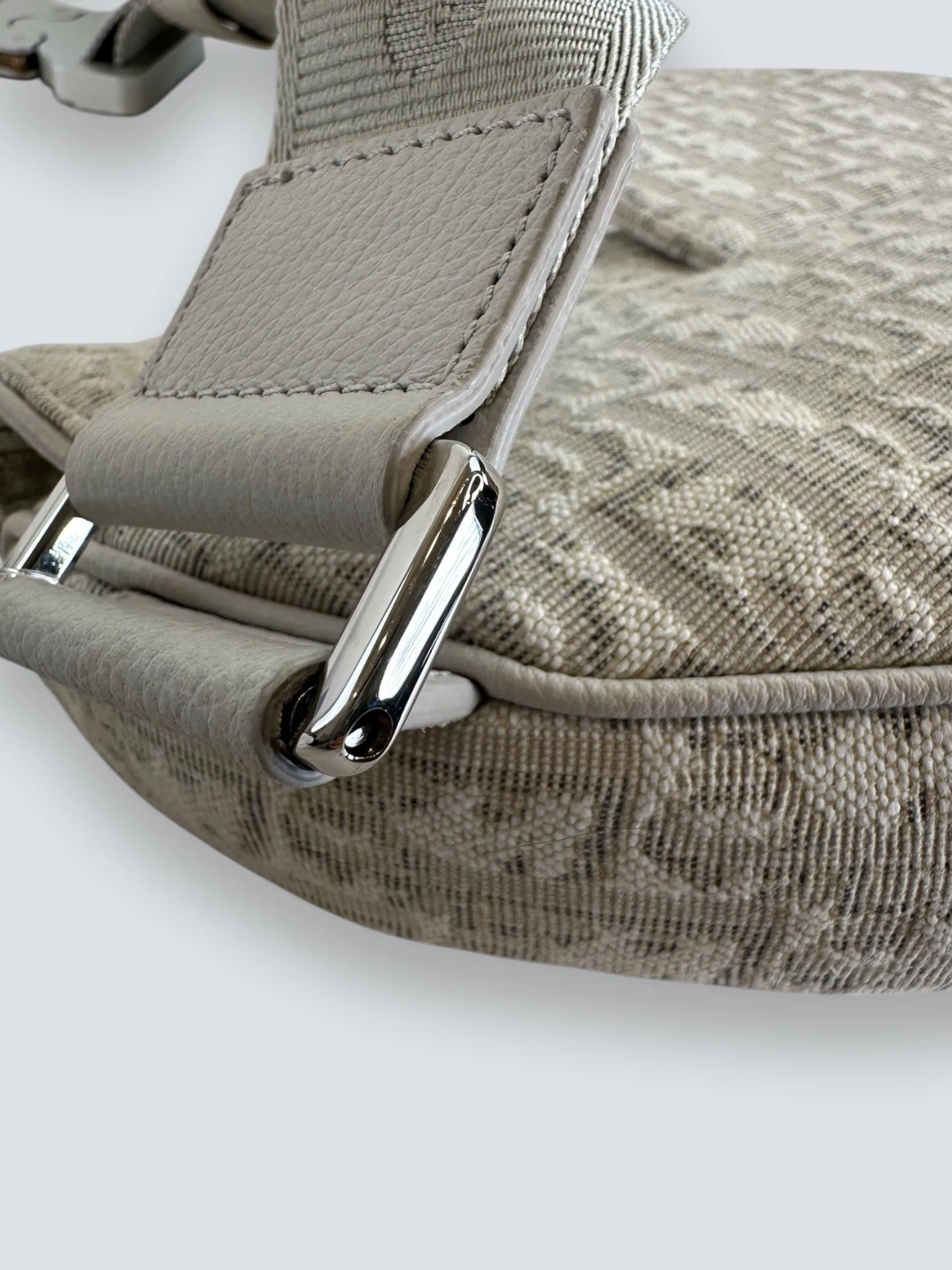 Christian Dior Grey Matte Canvas & Leather Saddle Bag