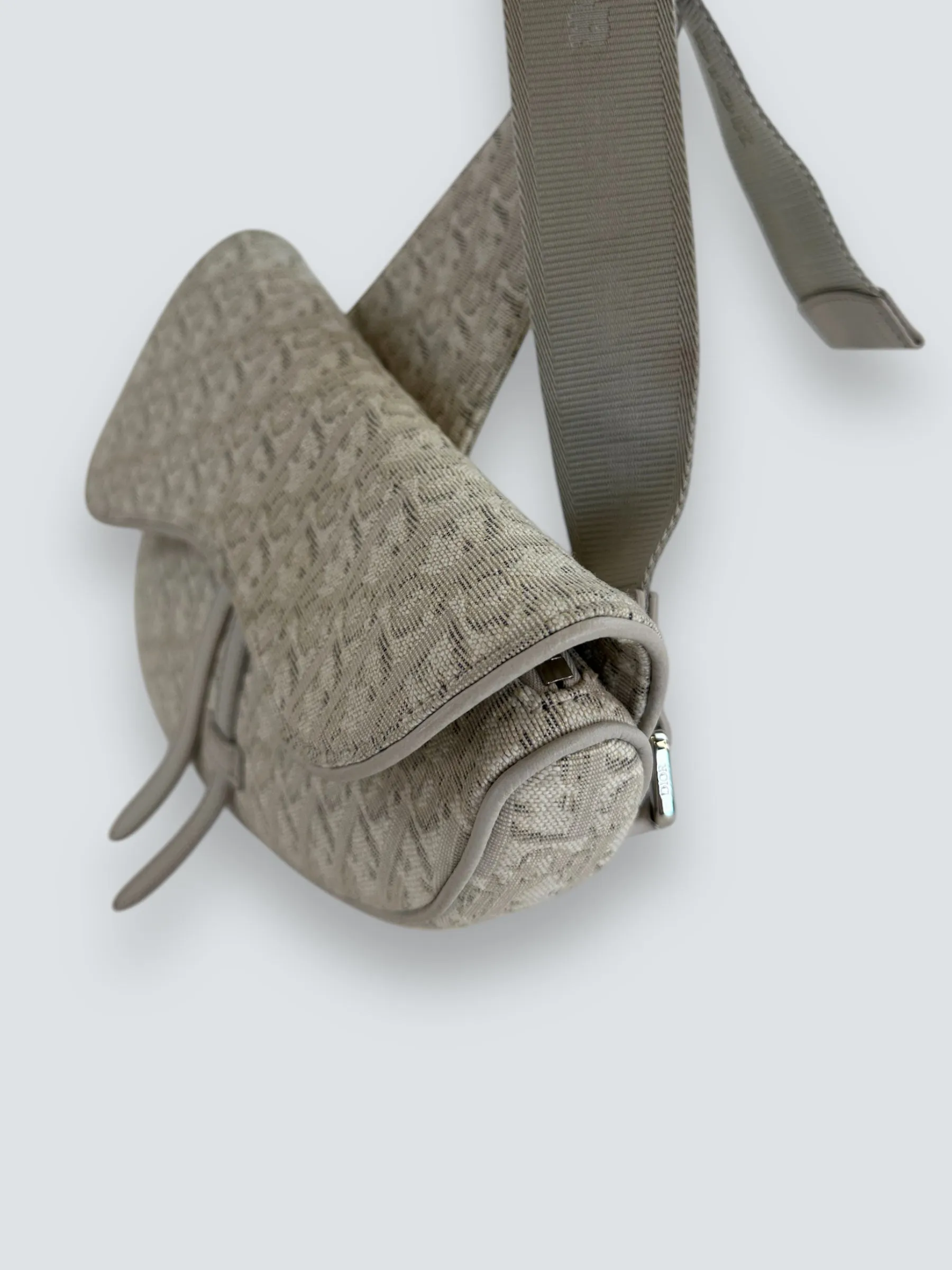 Christian Dior Grey Matte Canvas & Leather Saddle Bag