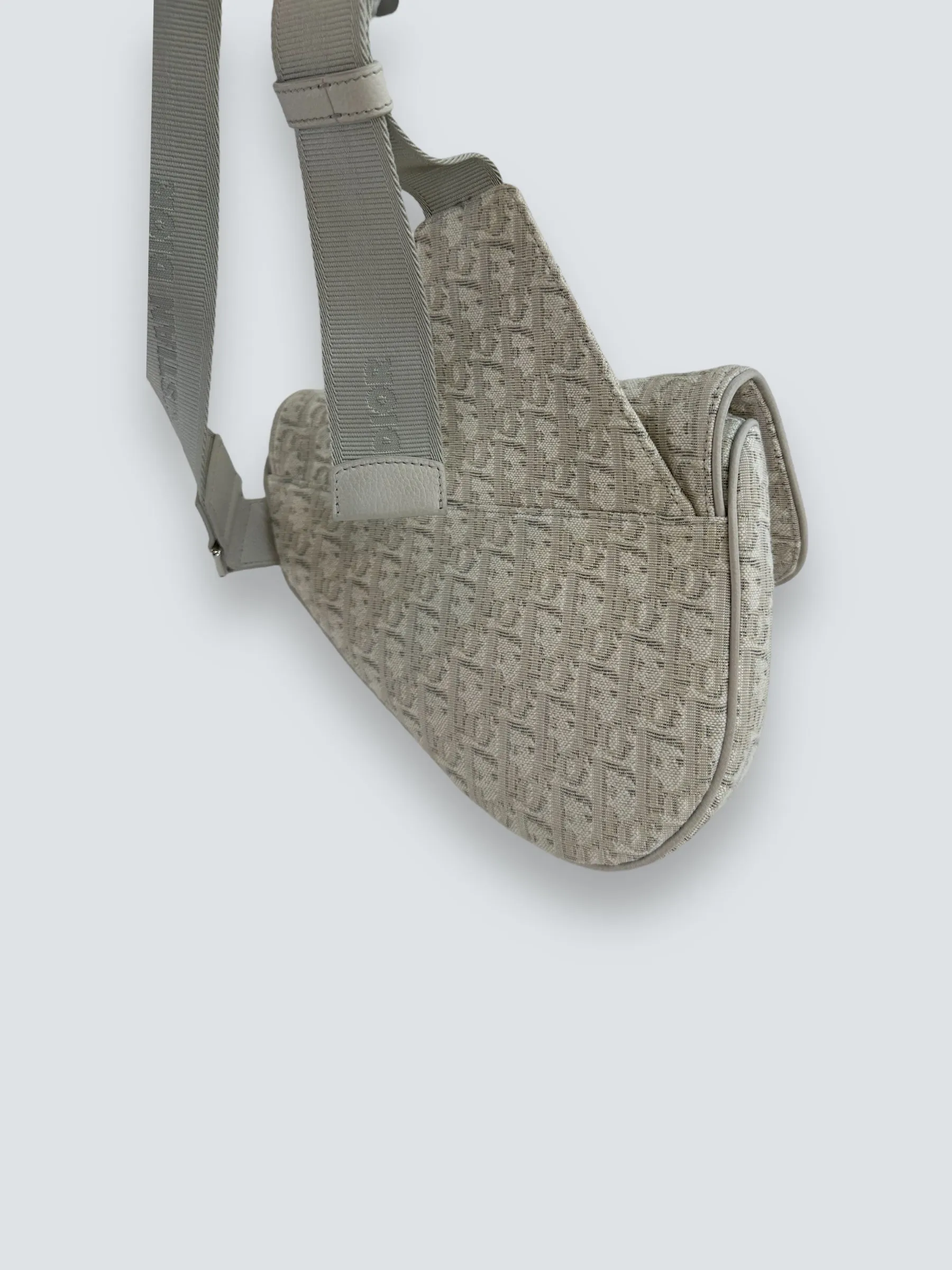 Christian Dior Grey Matte Canvas & Leather Saddle Bag