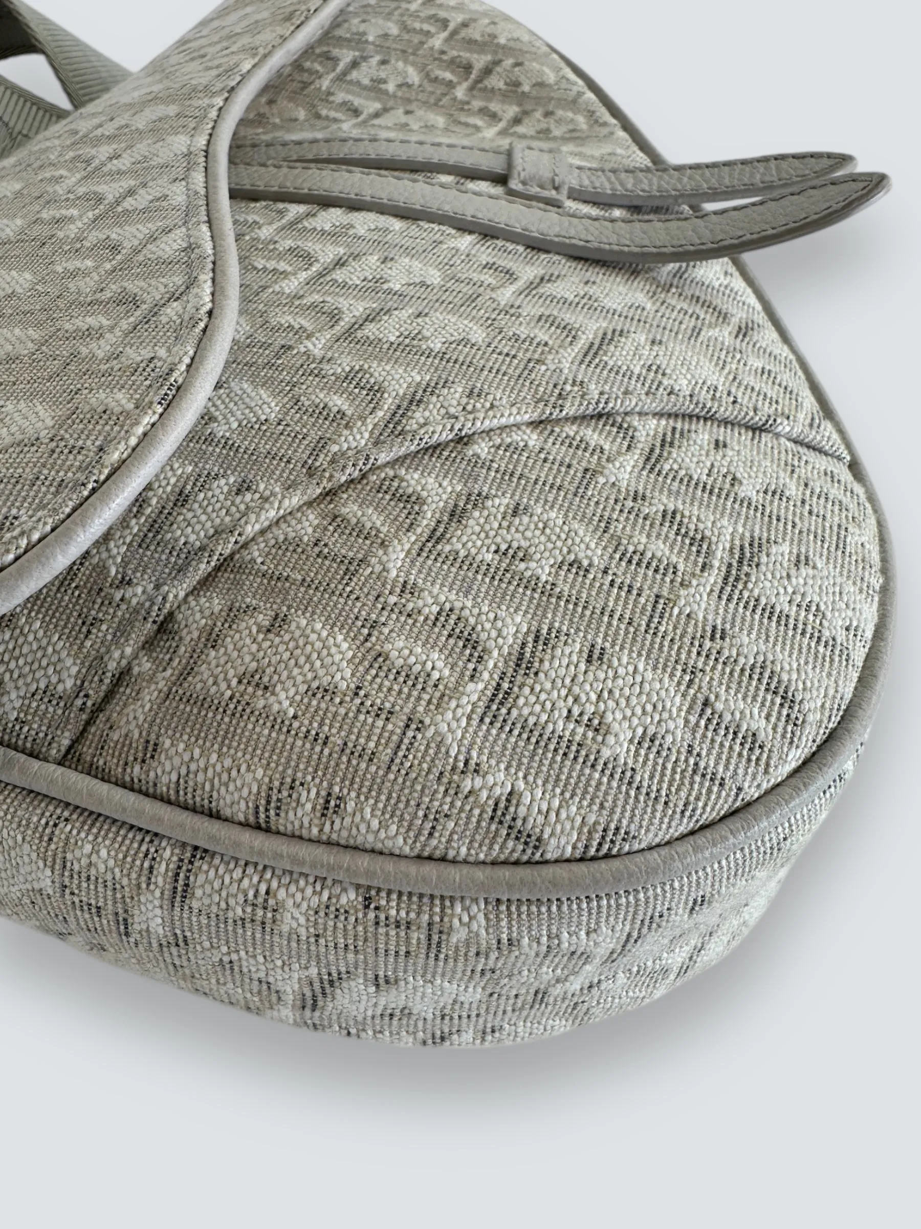 Christian Dior Grey Matte Canvas & Leather Saddle Bag