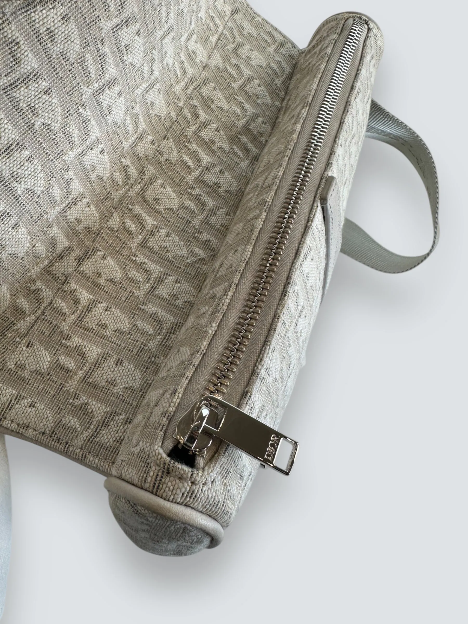 Christian Dior Grey Matte Canvas & Leather Saddle Bag