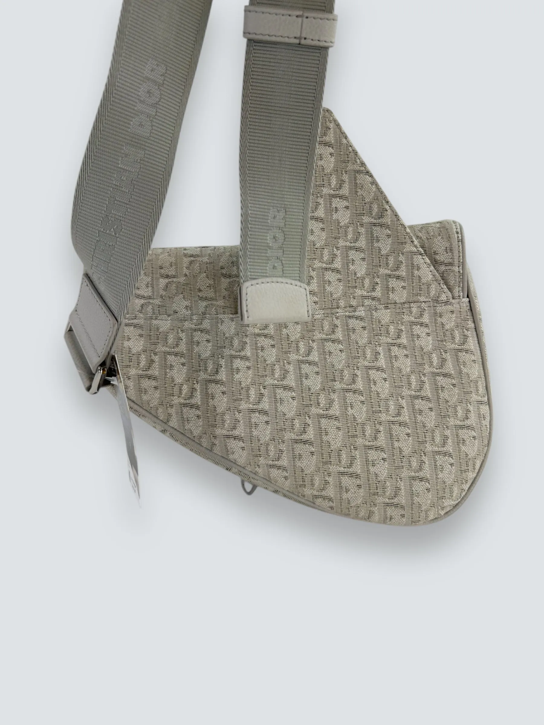Christian Dior Grey Matte Canvas & Leather Saddle Bag