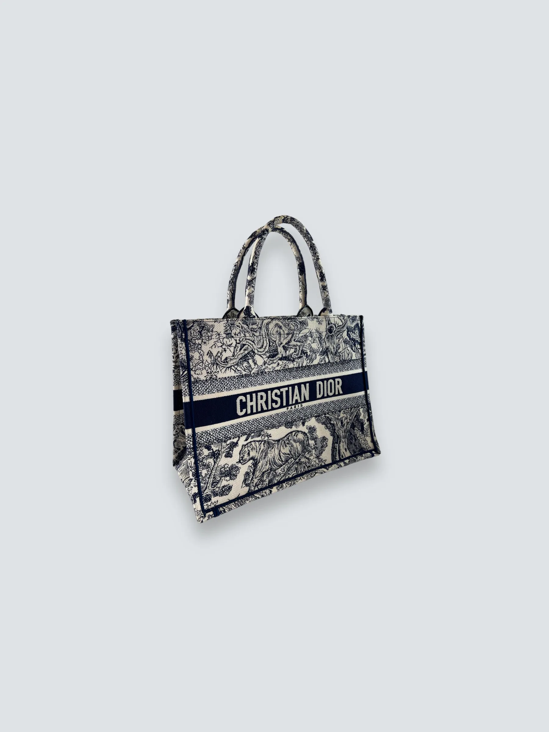 Christian Dior Navy Monochrome Canvas Medium Book Tote