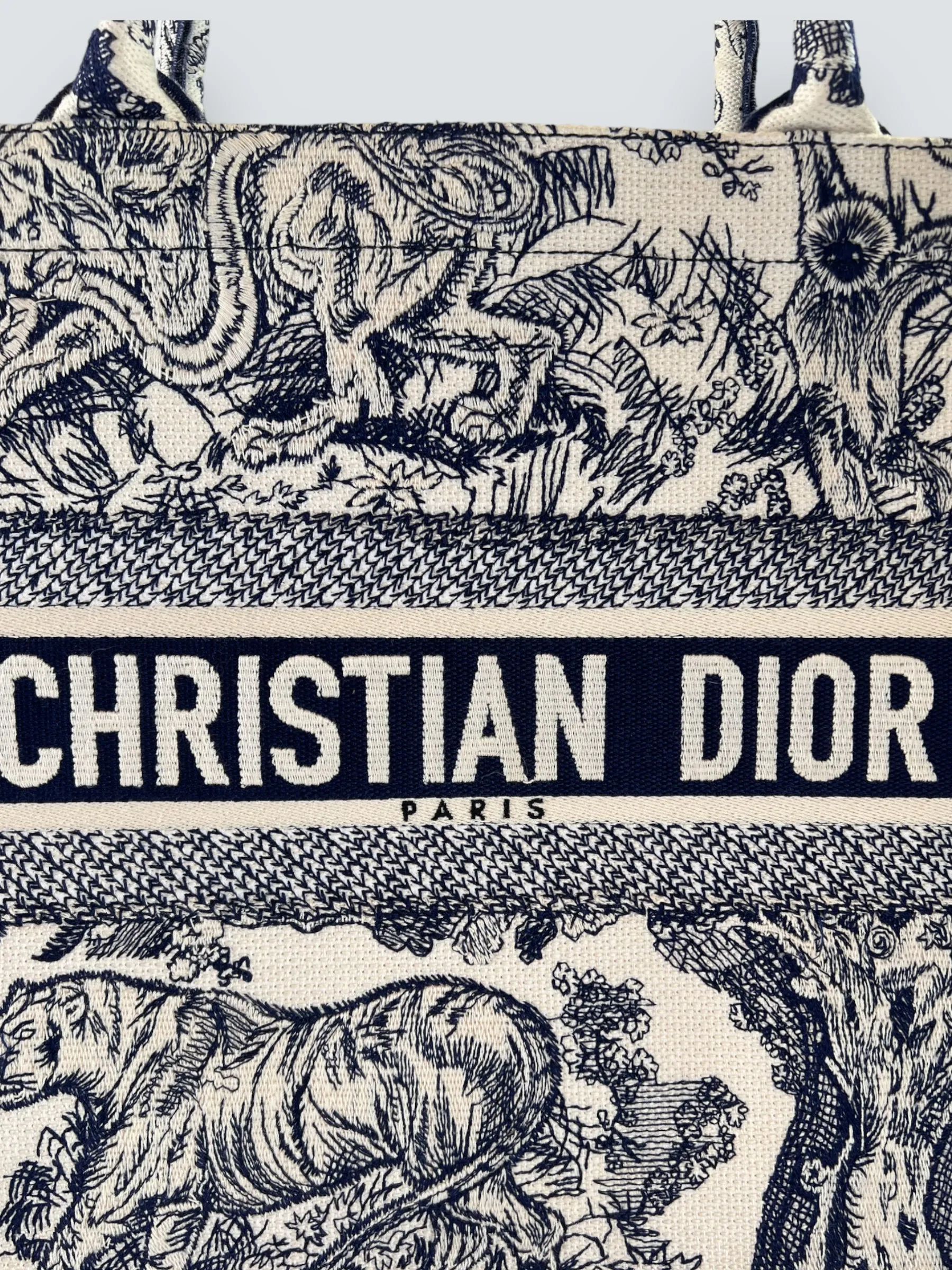 Christian Dior Navy Monochrome Canvas Medium Book Tote