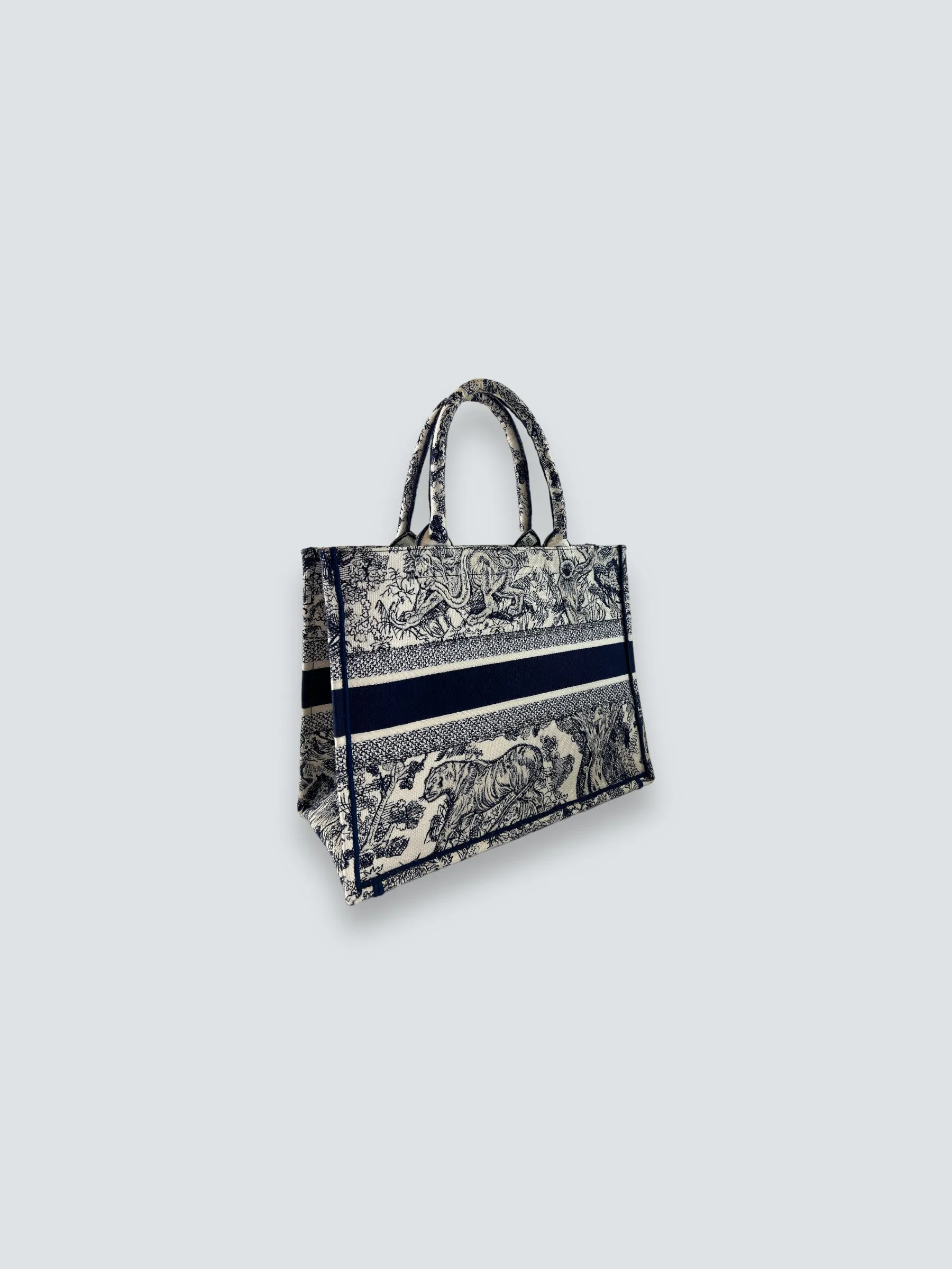 Christian Dior Navy Monochrome Canvas Medium Book Tote