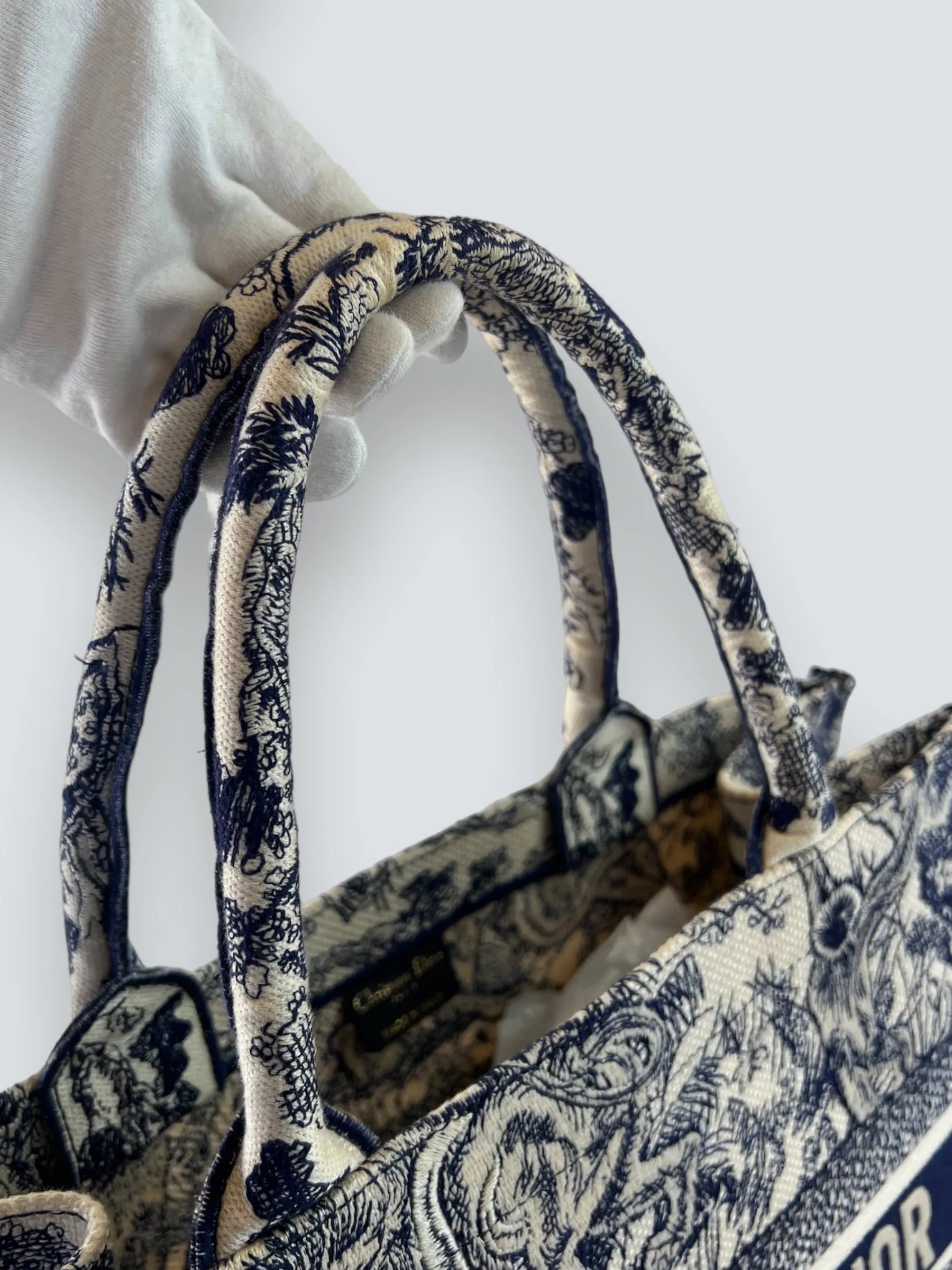 Christian Dior Navy Monochrome Canvas Medium Book Tote