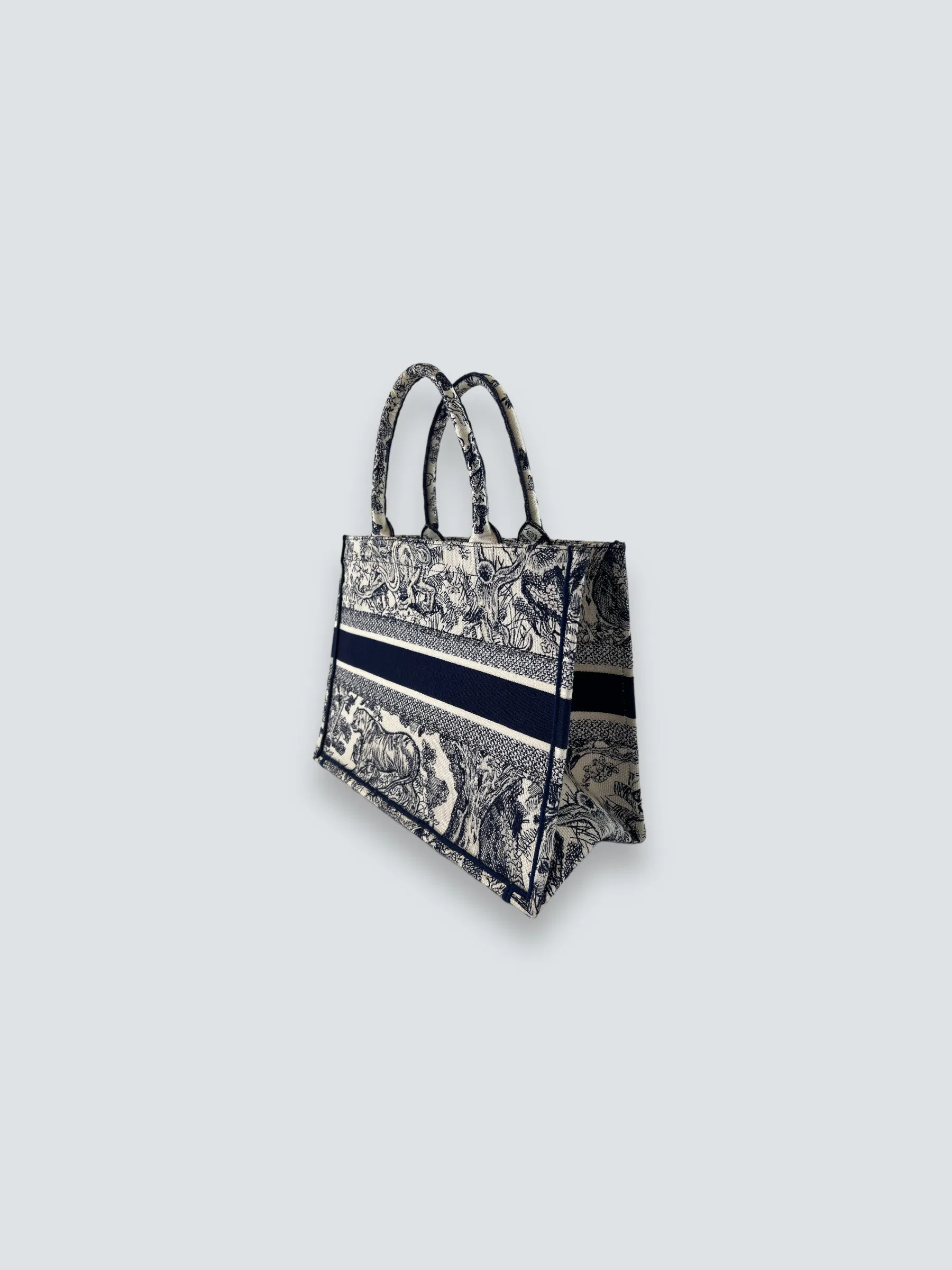 Christian Dior Navy Monochrome Canvas Medium Book Tote